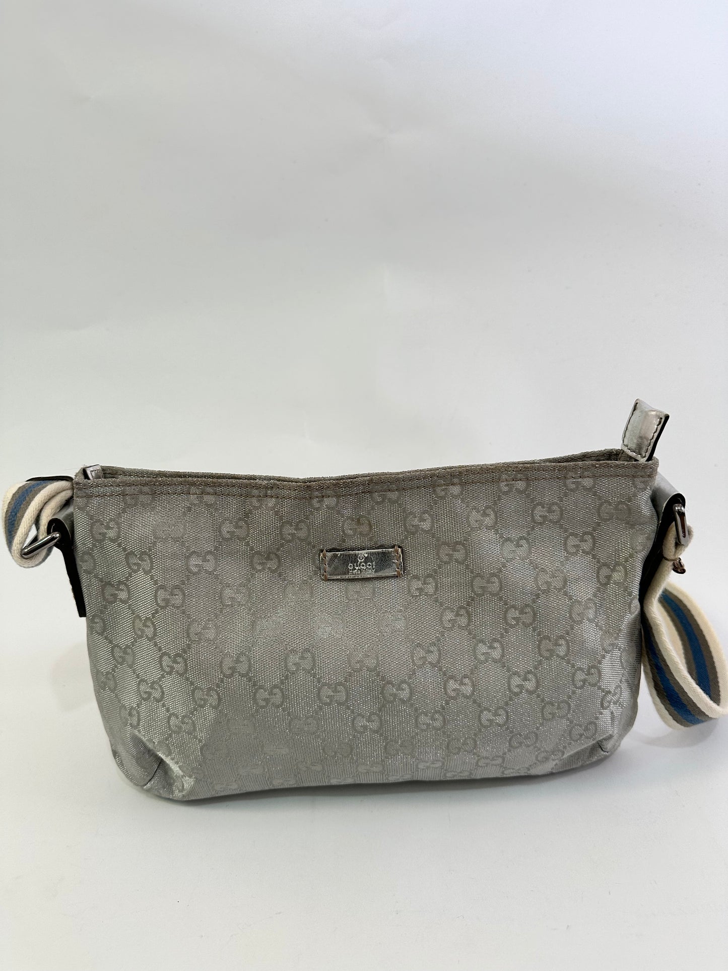Gucci GG Canvas Crossbody Bag Silver
