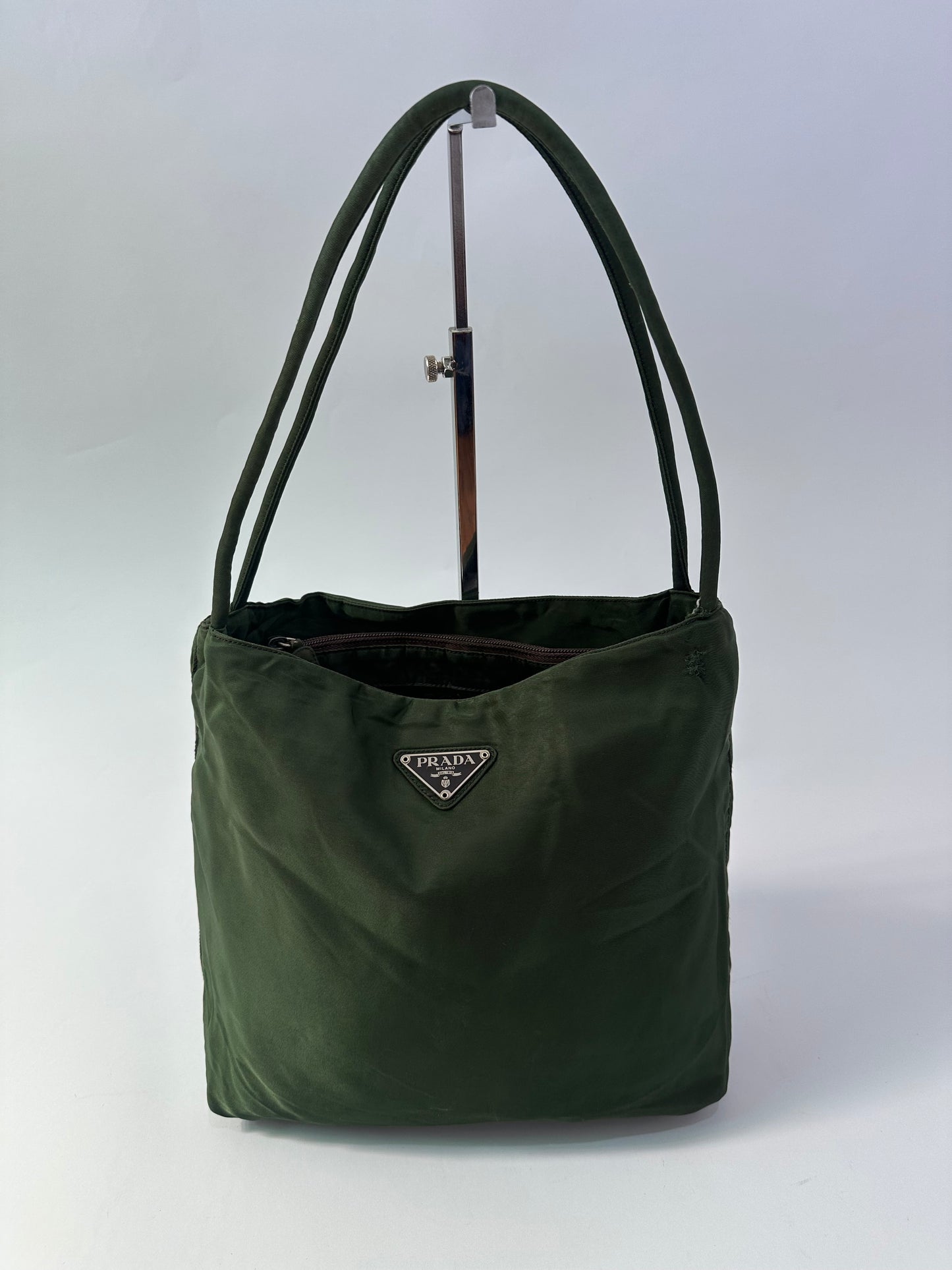 Prada Green Nylon Tote Bag
