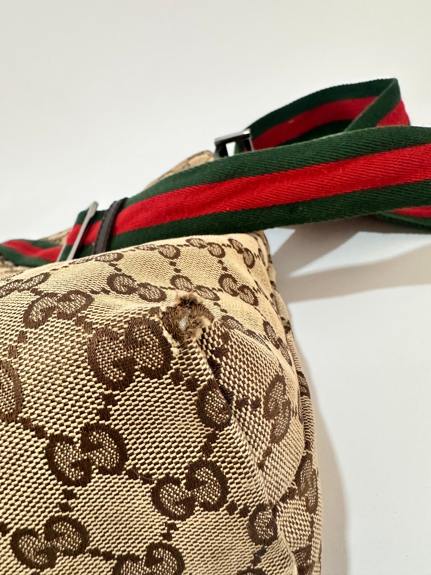 GUCCI
Monogram Web Medium Flat Messenger Bag Brown