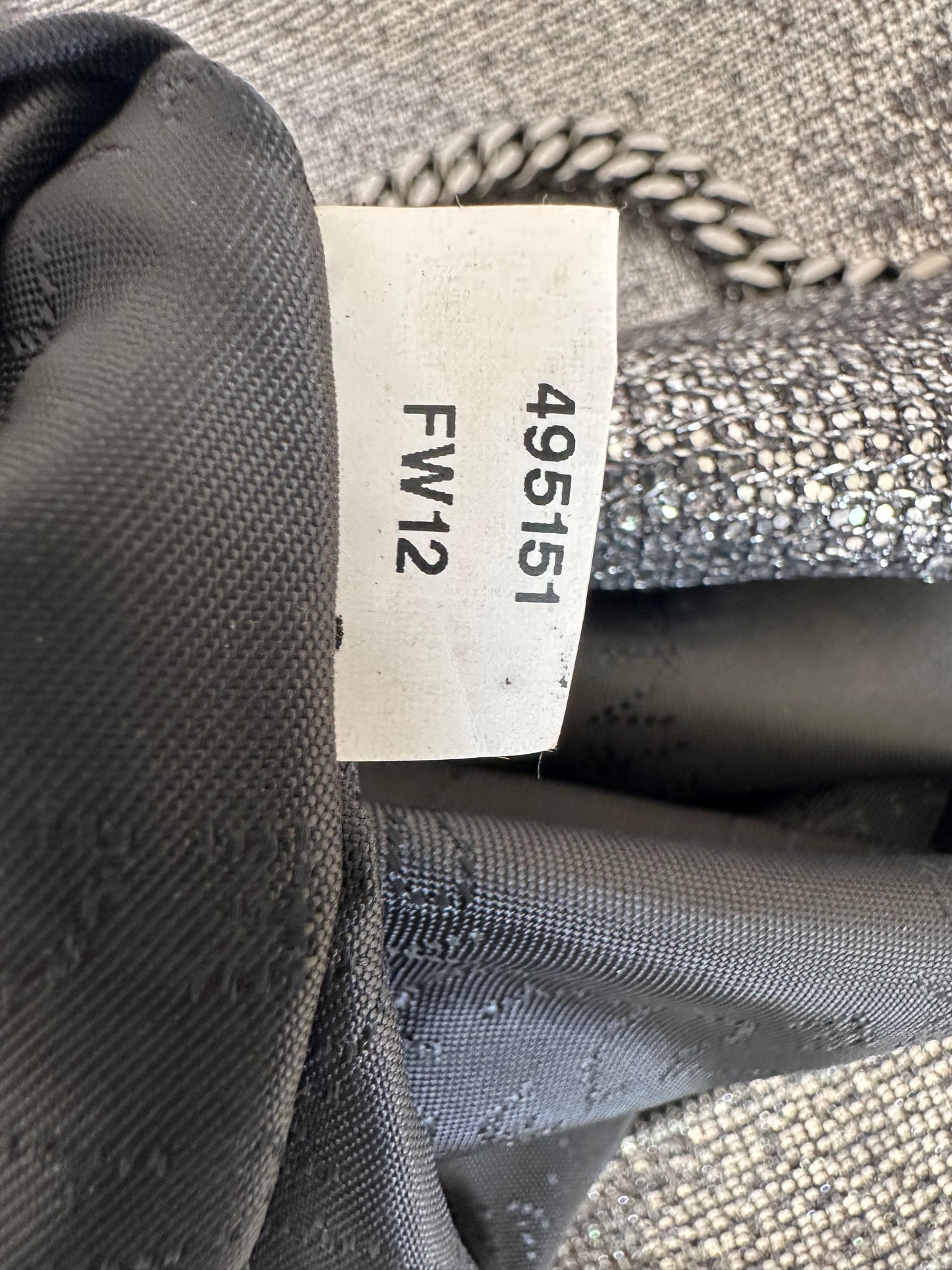 STELLA MCCARTNEY Womens’ Metallic Gray Faux Leather Large Falabella Shoulder Bag