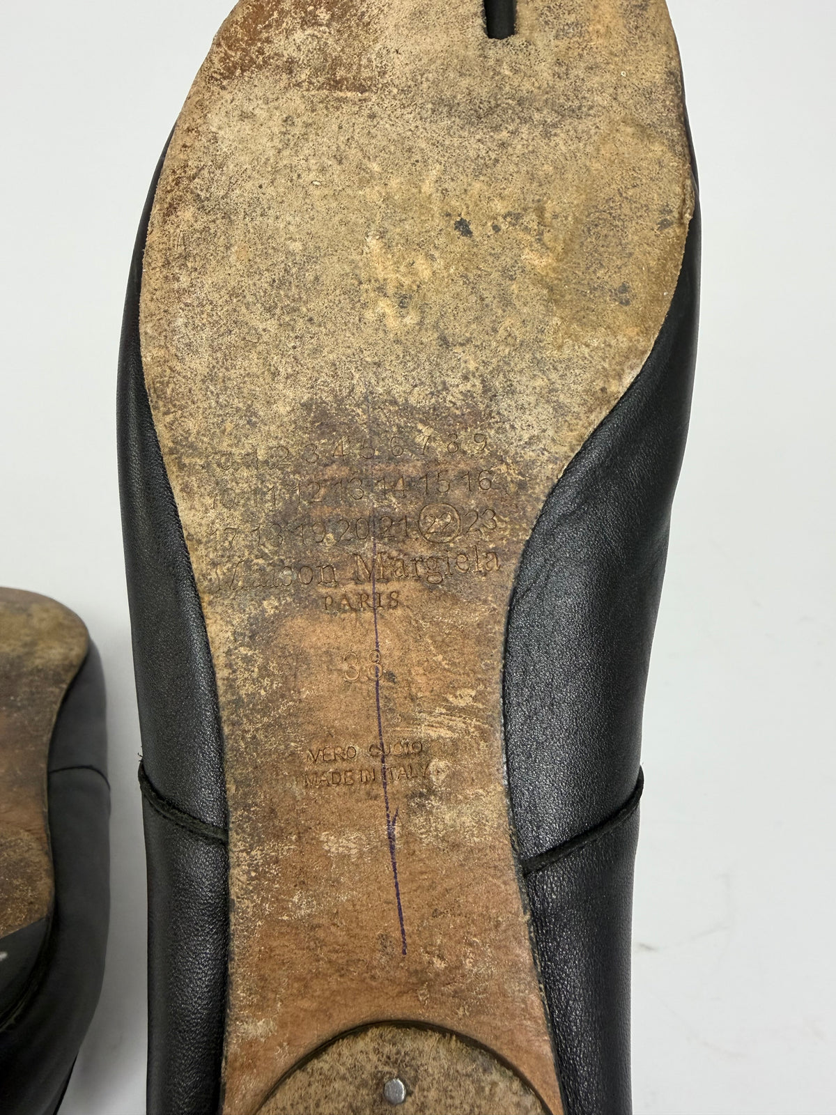 Maison Margiela Tabi Ballet Flats Black Leather Split-Toe EU 38 EU/ 8 US