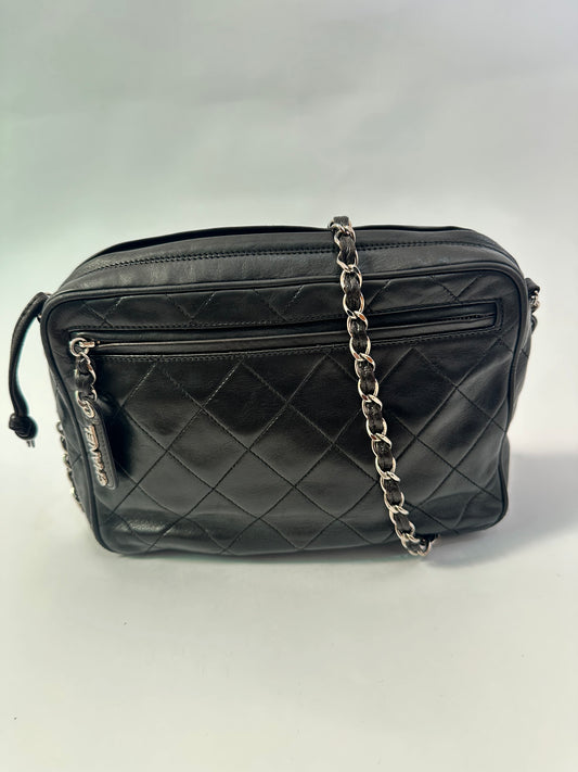 Chanel Vintage Quilted CC Camera Crossbody Bag.