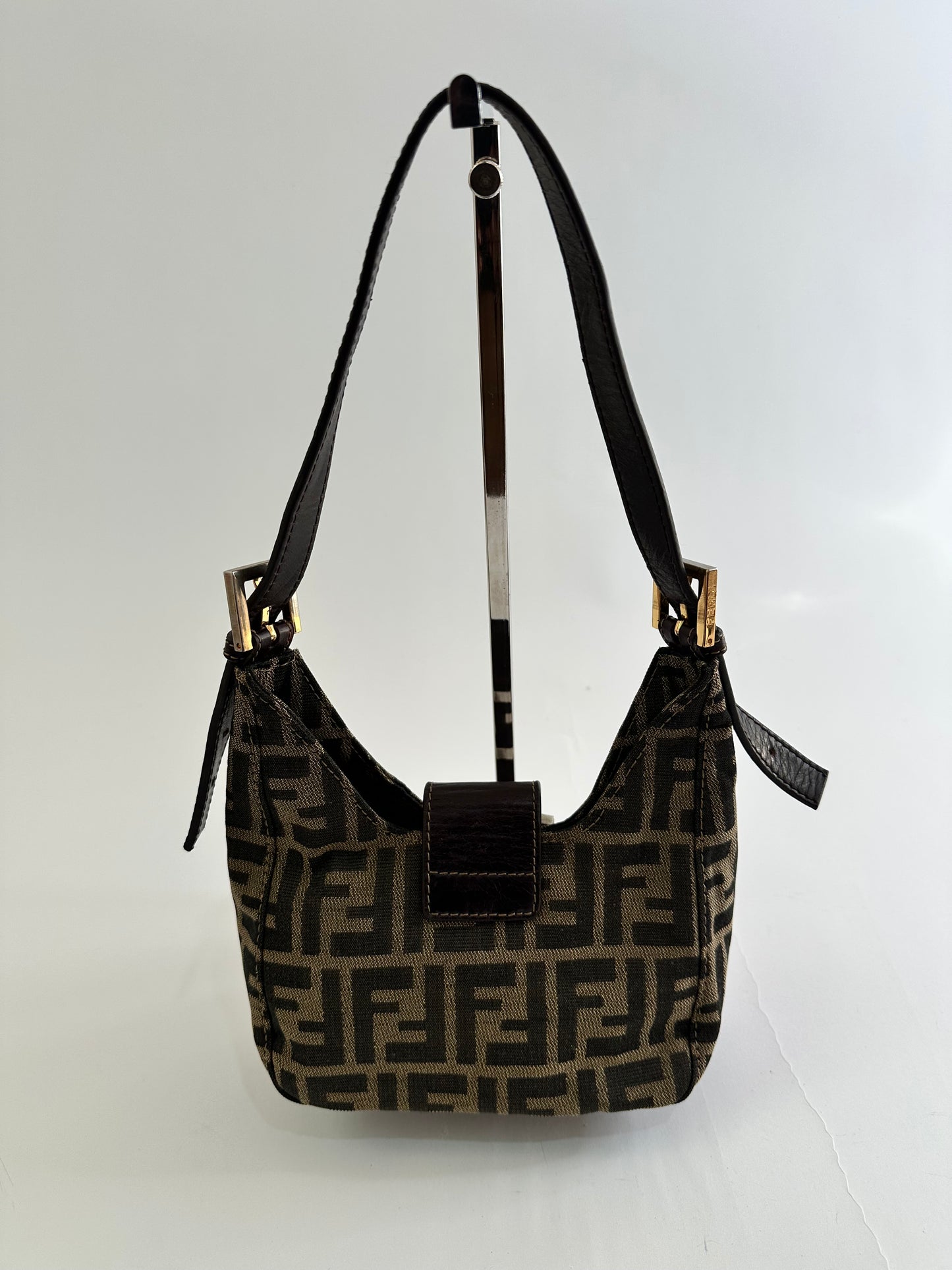 Fendi Zucca Mamma Bucket Handbag Brown Black