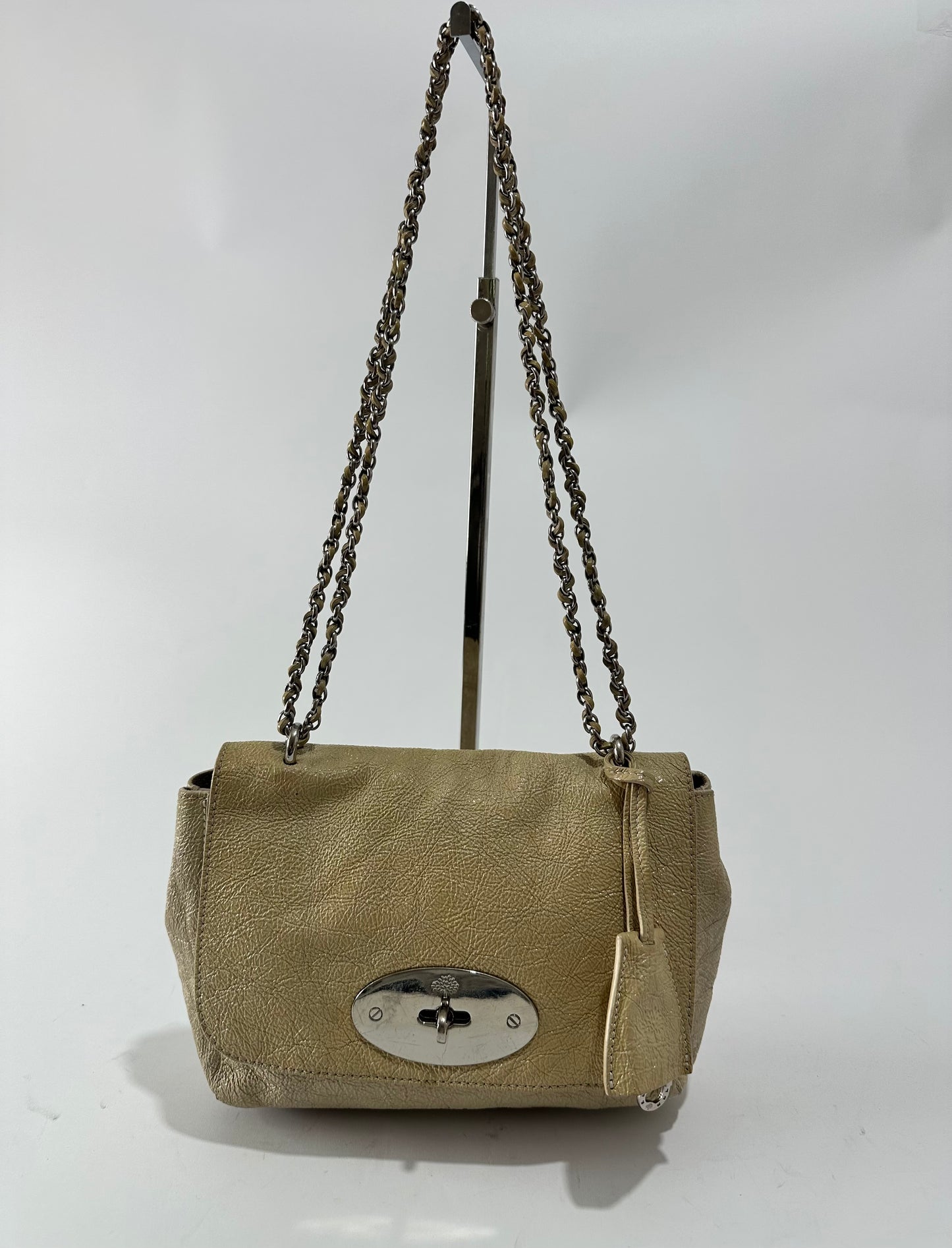 Mulberry Green crinkled Patent Leather Medium Lily Shoulder Bag