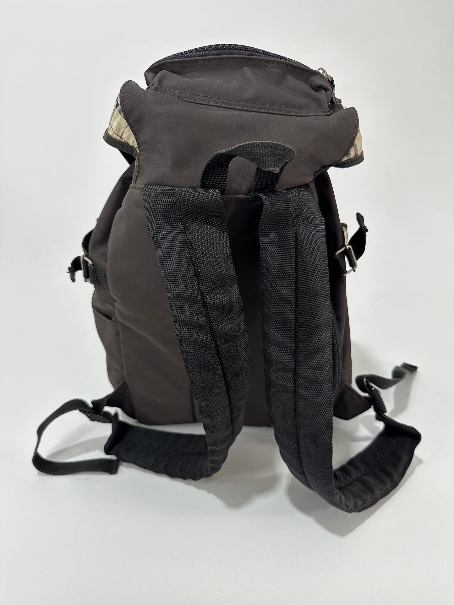 BURBERRY Nova check black label rucksack backpack beige nylon men