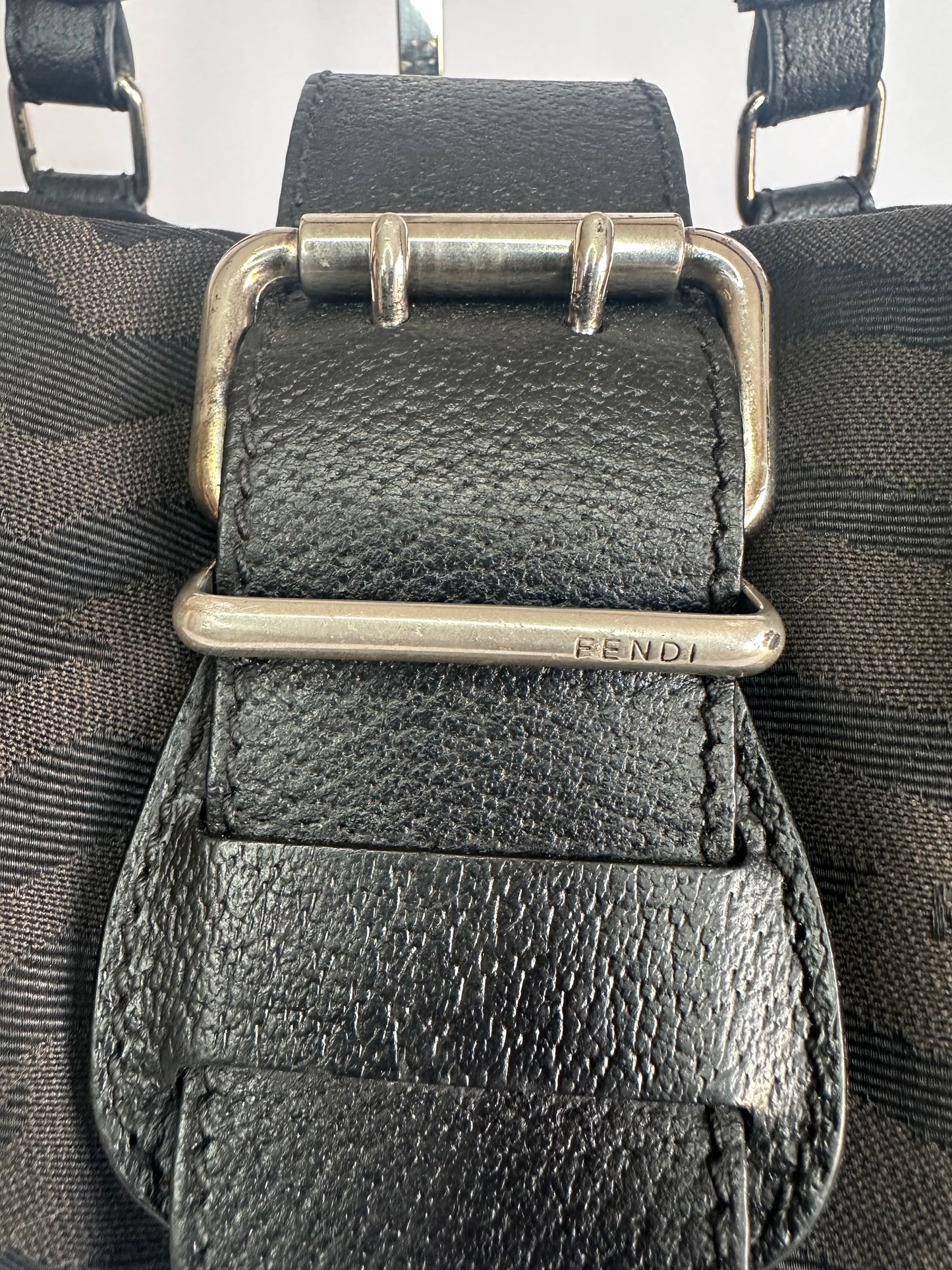 Fendi Animal Style Purses Black Tiger Print Canvas Leather Bag