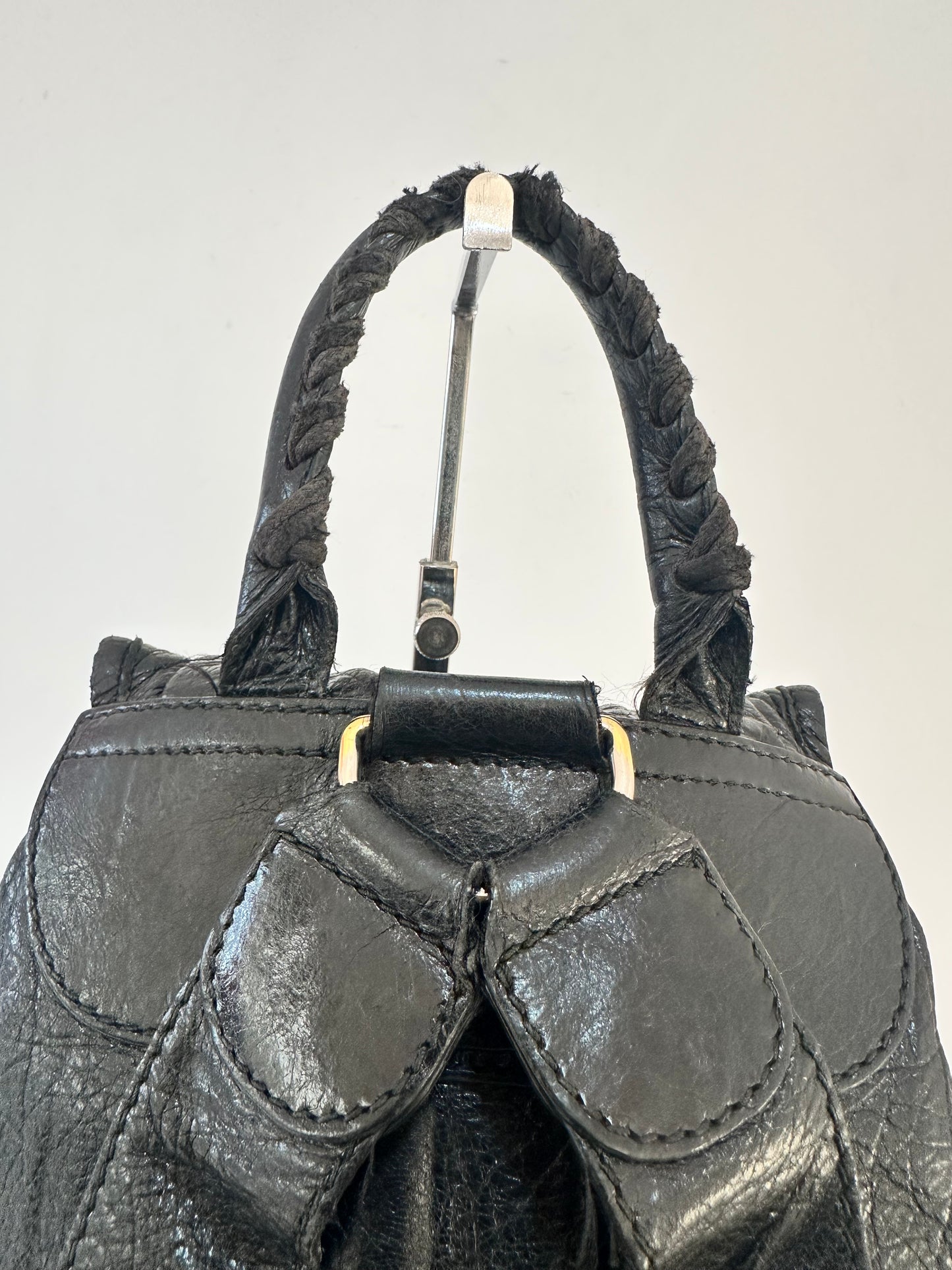 BALENCIAGA
Black Lambskin Leather Giant 12 Silver Traveller S Backpack Bag