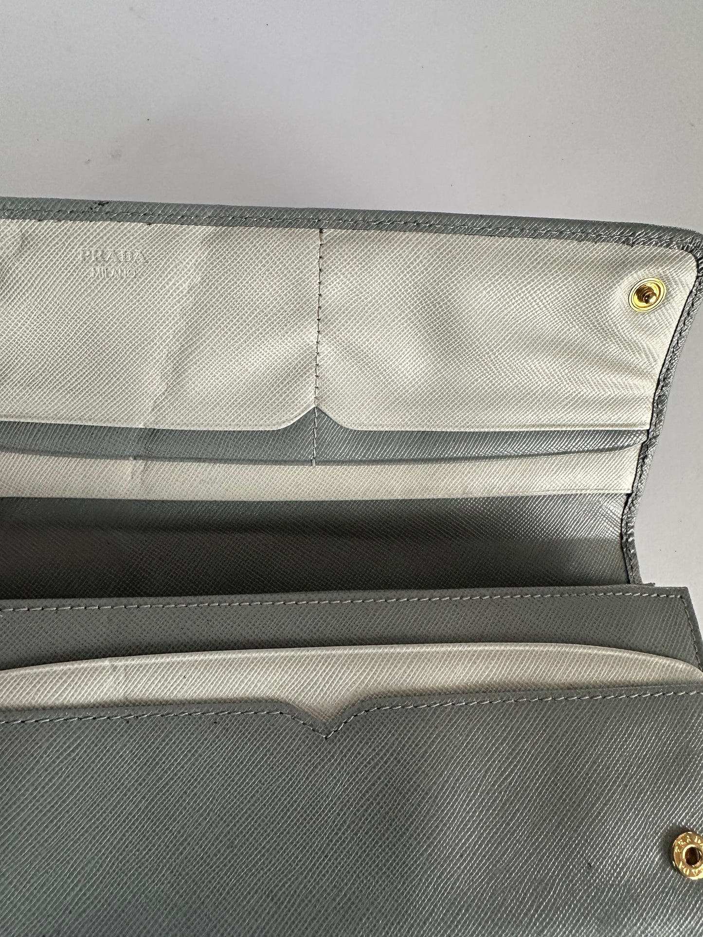 Prada Beige Saffiano Lux Leather Flap Continental Wallet
