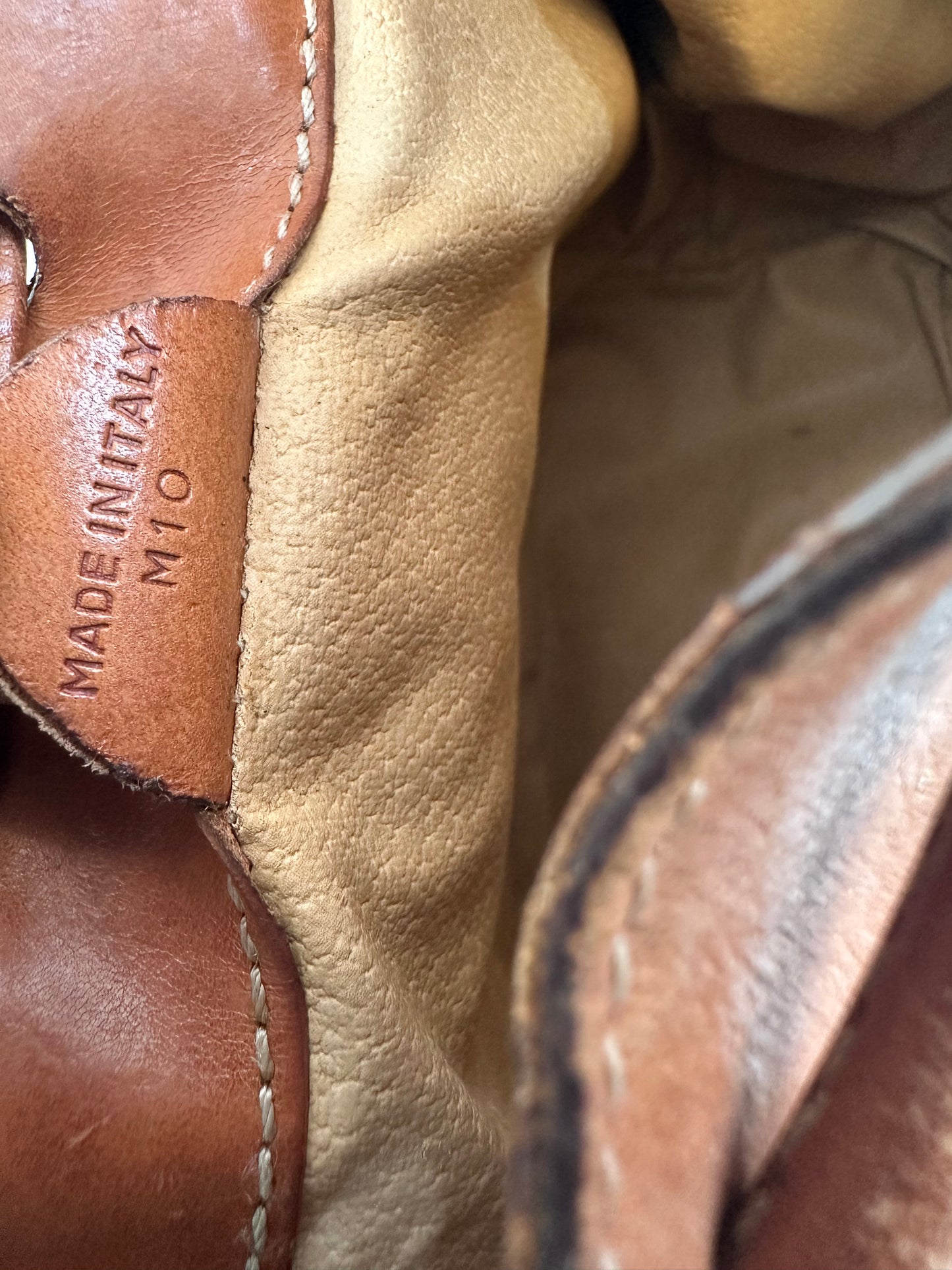 Celine Beige/Cognac Macadam Coated Canvas and Leather Drawstring Bucket Bag