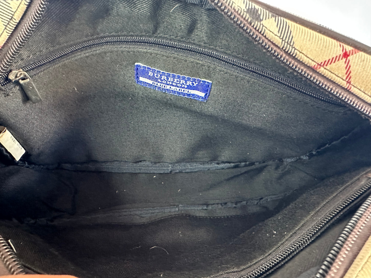 Burberry Blue Label Beige/Dark Brown Nova Check Nylon and Leather Crossbody Bag