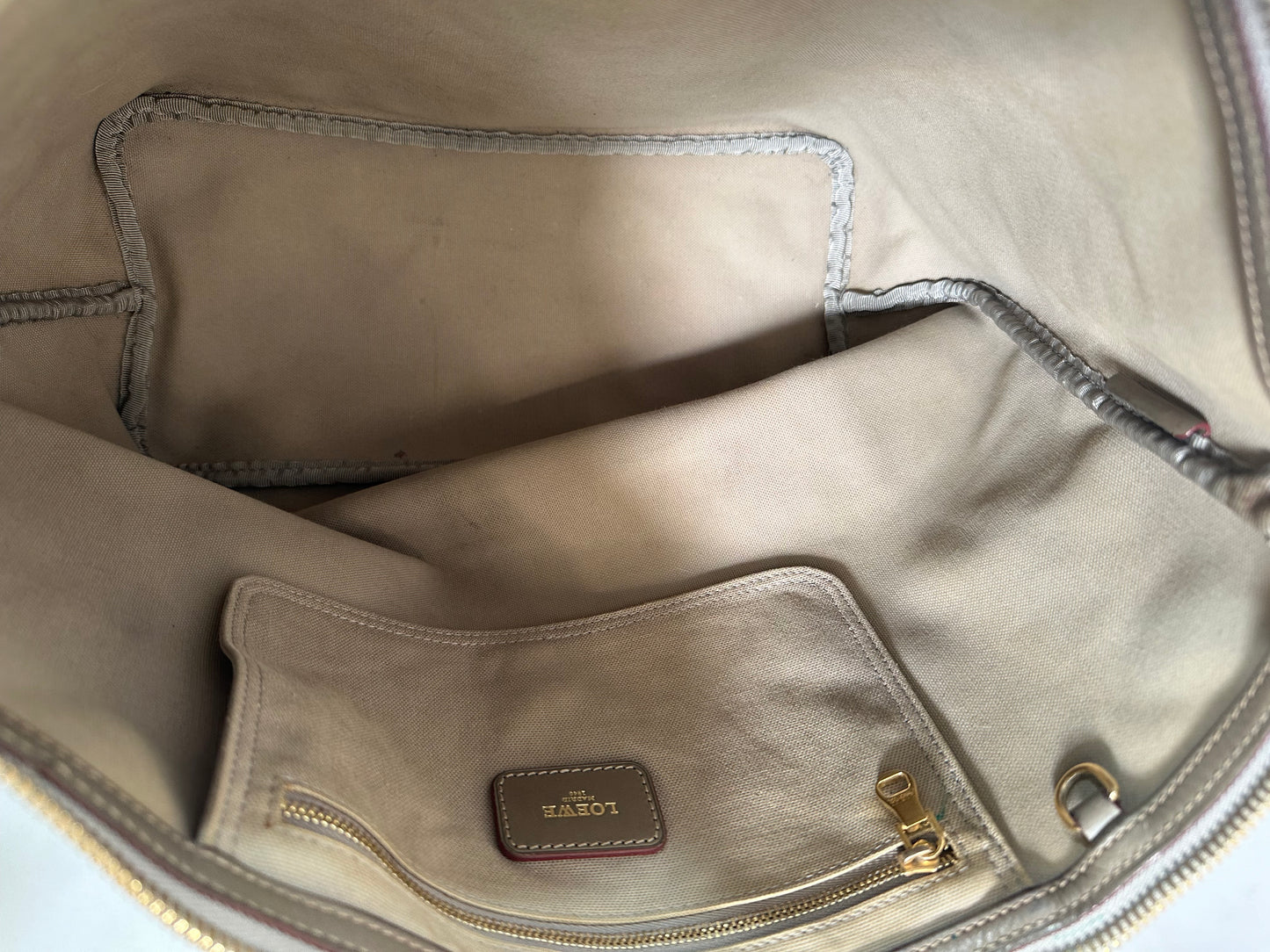 LOEWE Grey Anagram Logo Canvas and Leather Tote