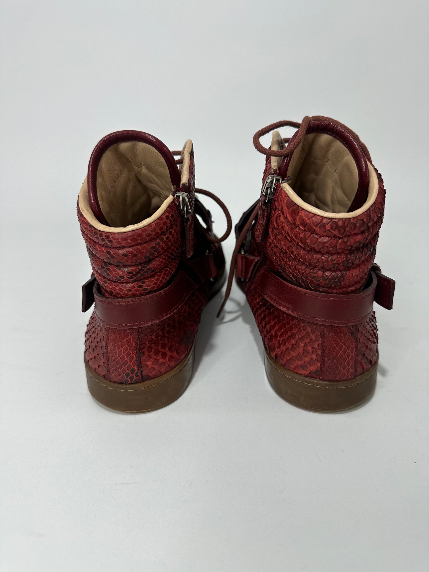 GUCCI Horsebit harness Croc Embossed leather gum sole high top sneaker Size 7 UK