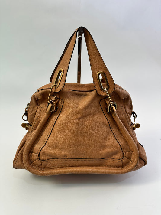 Chloe Brown Leather Medium Paraty Shoulder Bag