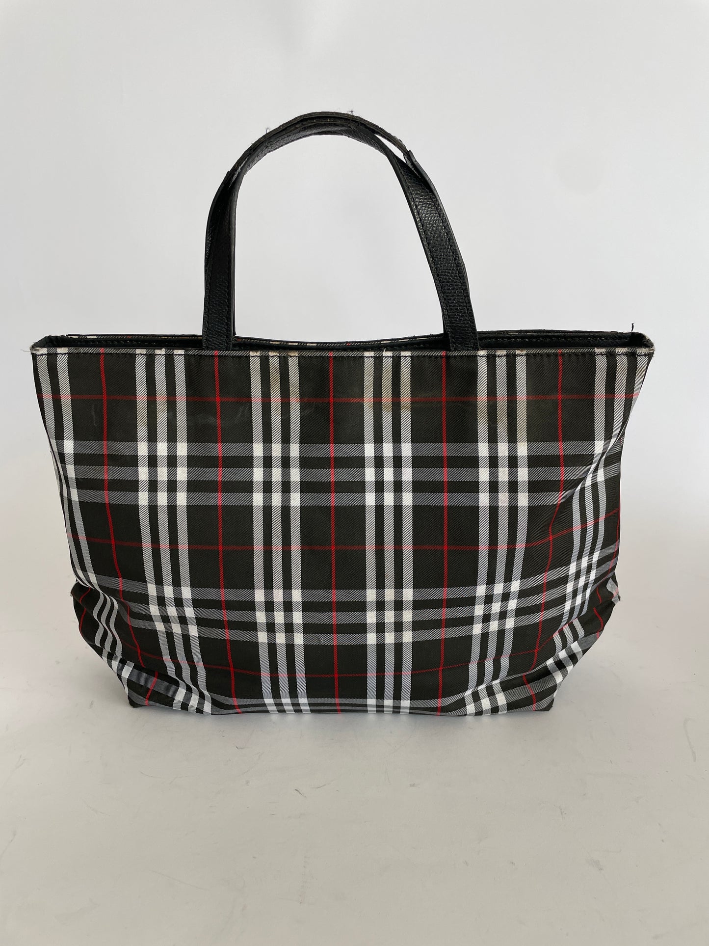 BURBERRY Nova Check Blue Label Hand Bag Nylon Black