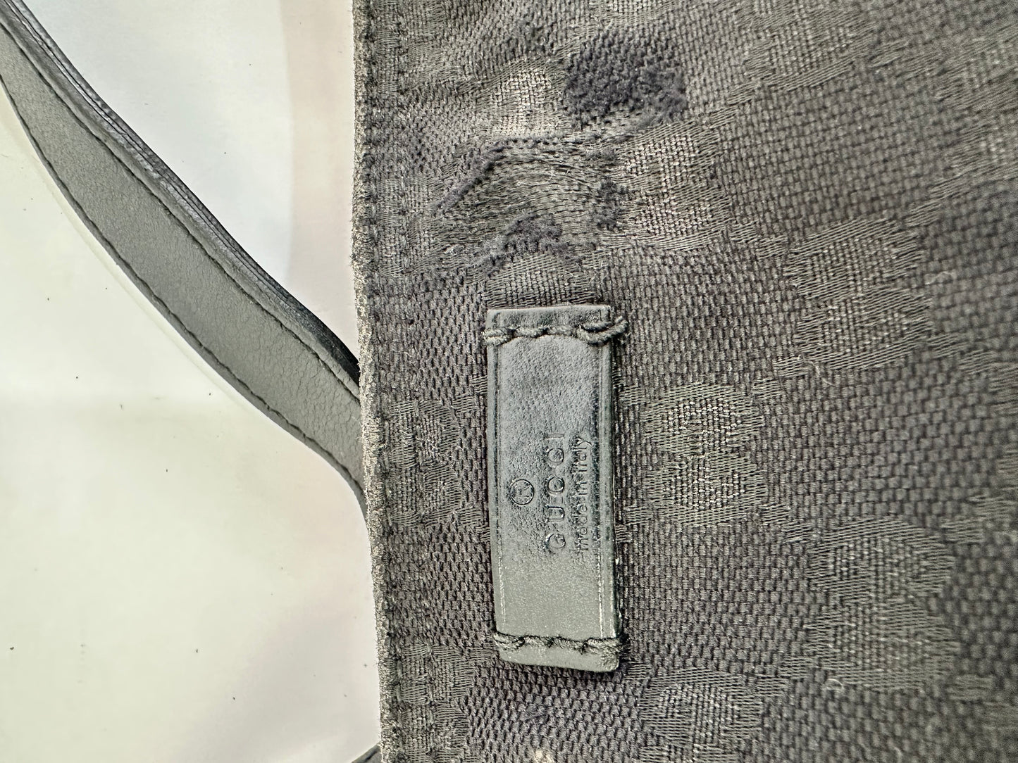 GUCCI Gucci GG Canvas Sherry Line Shoulder Bag Leather Black