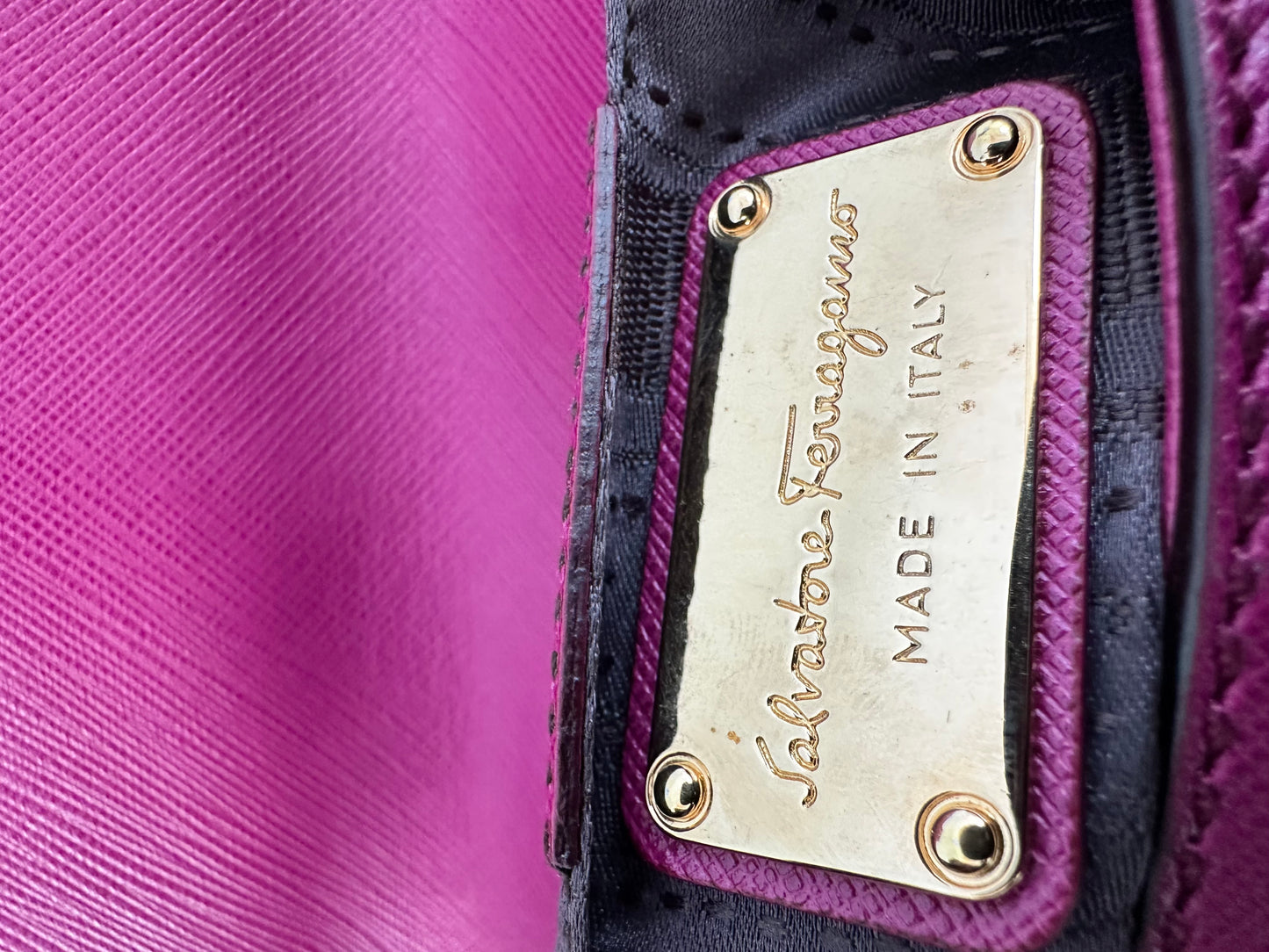 Salvatore Ferragamo Purple Leather Gancini Flap Bag