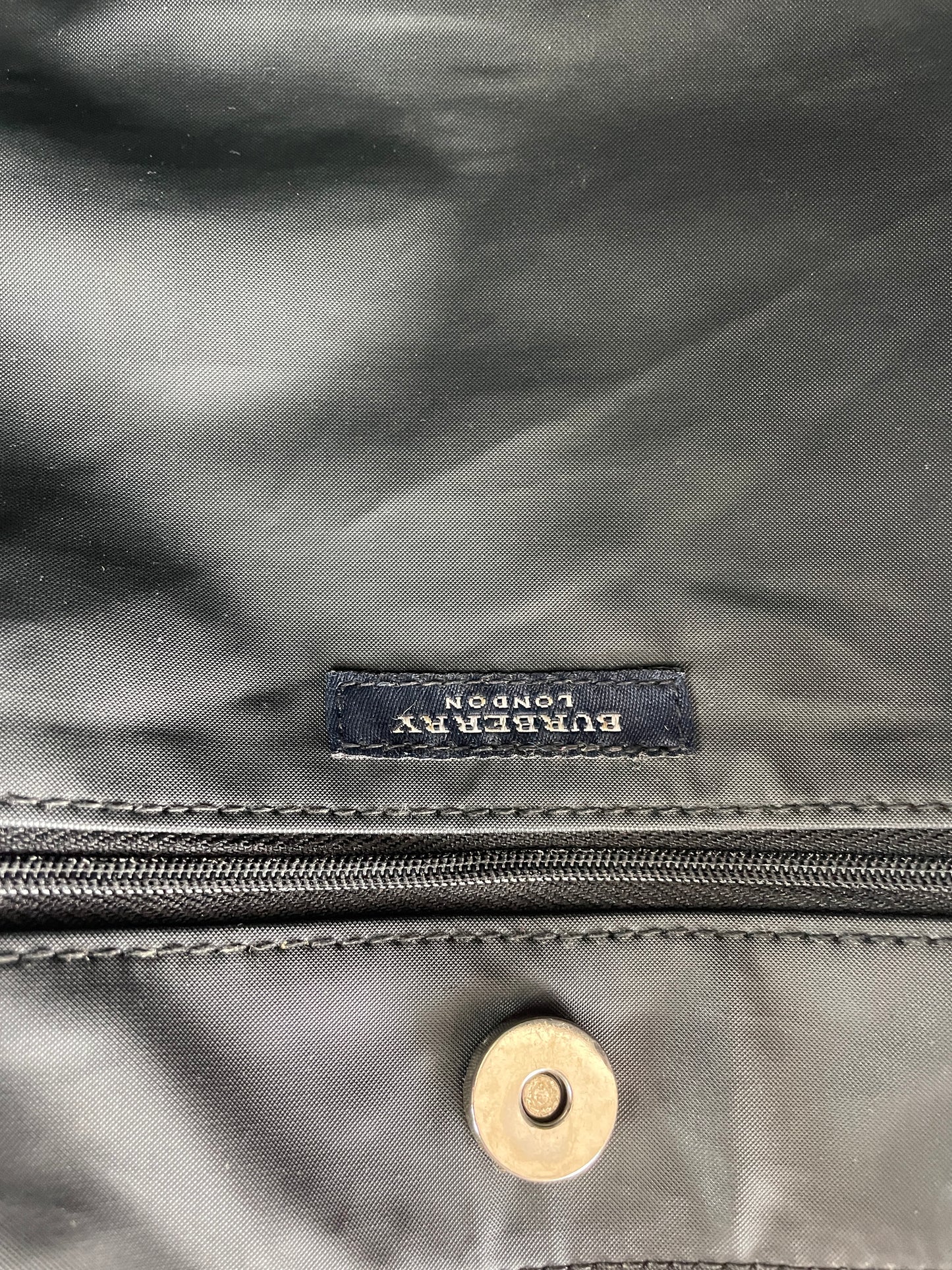 BURBERRY Nova Check Blue Label Hand Bag Nylon Black