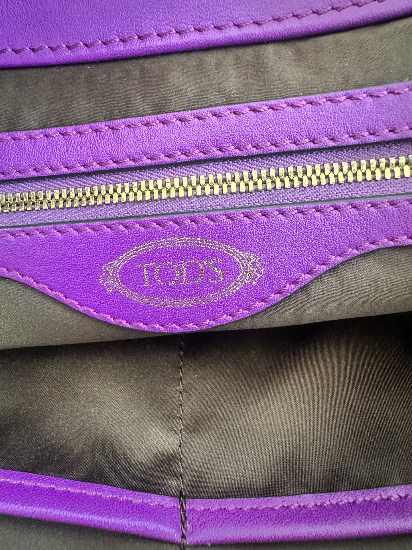 Tod's Purple Sella Bauletto Piccolo Satchel Bag w/ Strap