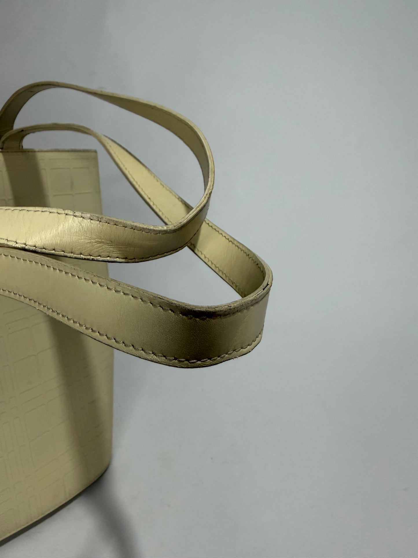 Burberry Cream Embossed Nova Check Leather Tote Bag