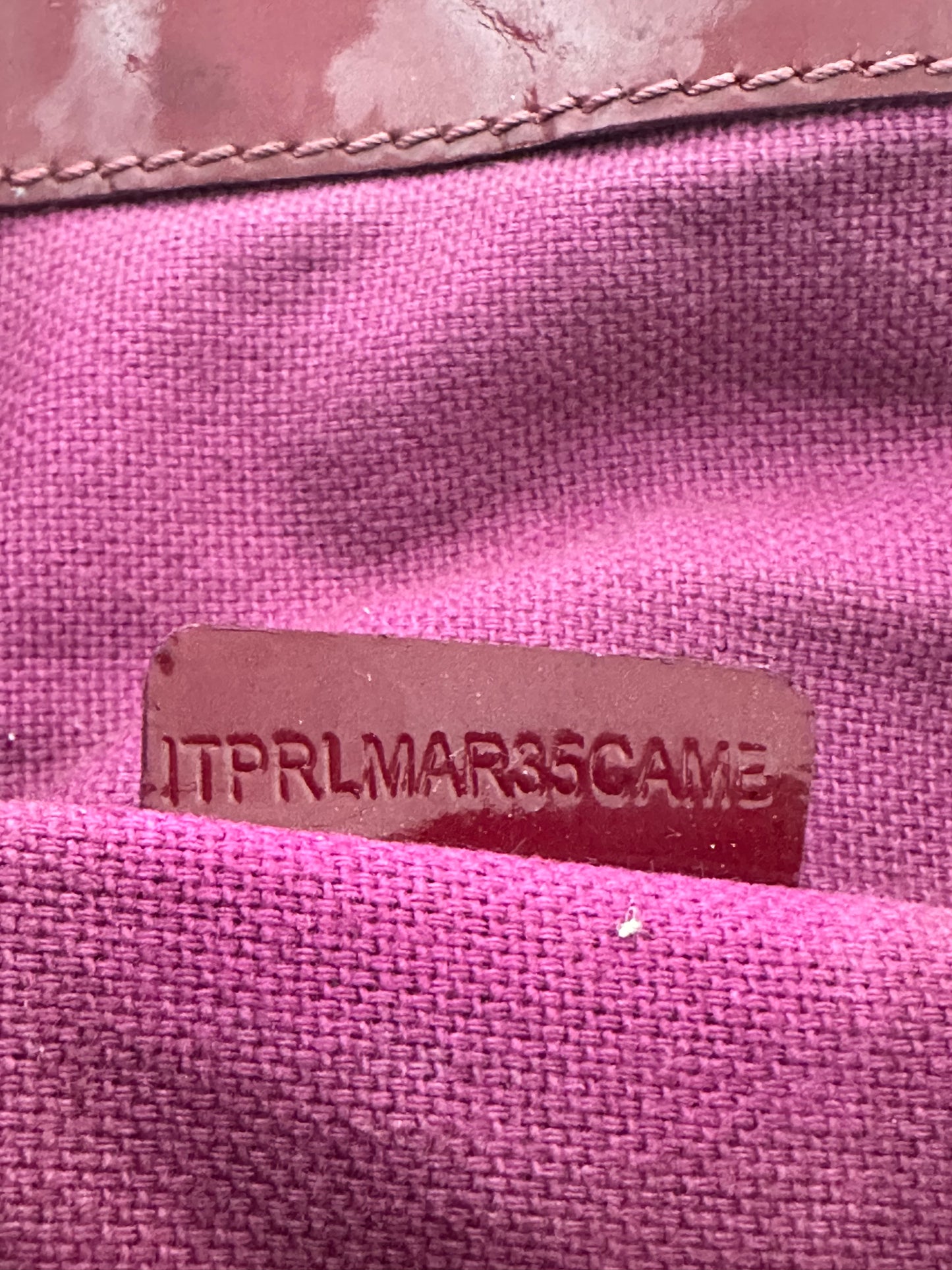 Burberry Fuchsia Check Embossed Patent Leather Satchel