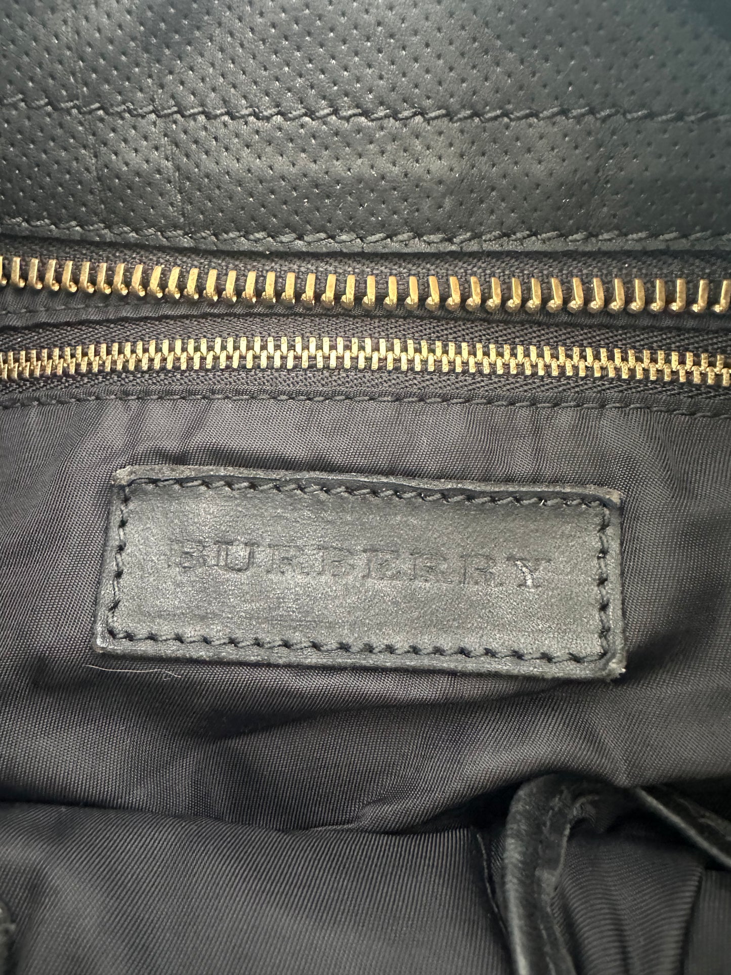 Burberry Black Beat Check Nylon and Leather Hobo
