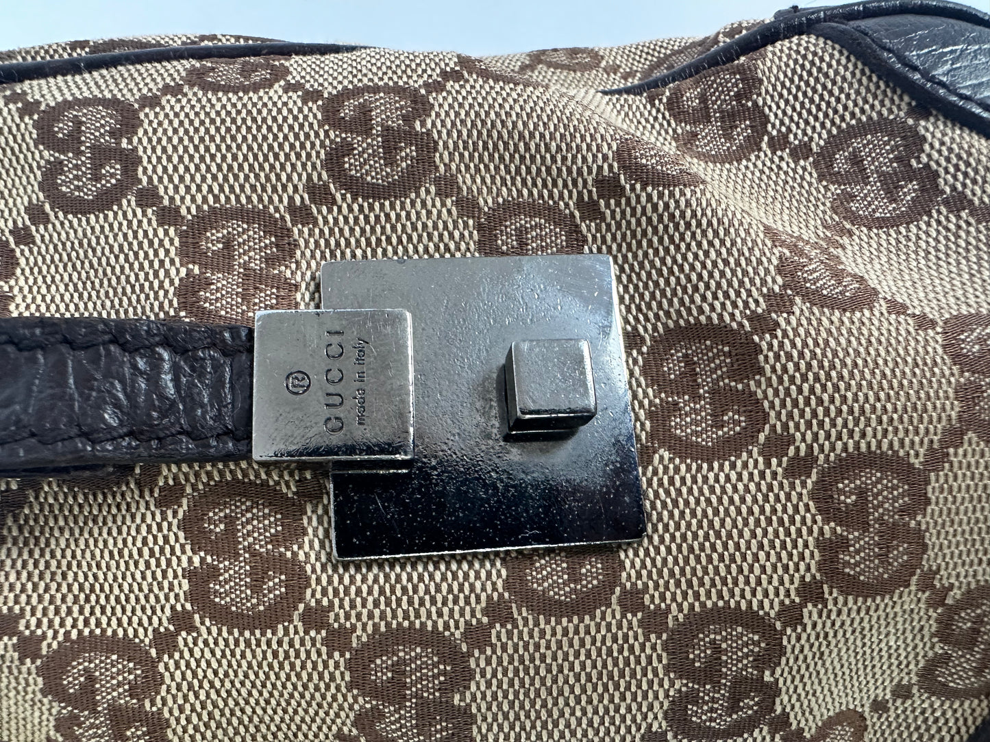 GUCCI
Monogram Vintage Web Mini Boston Dark Brown