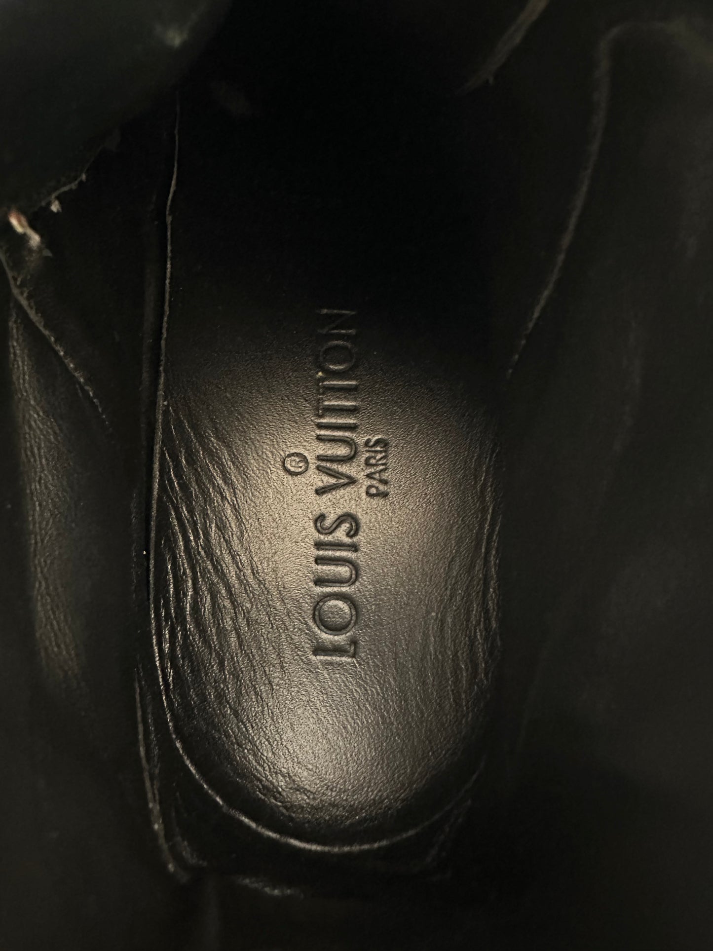 LOUIS VUITTON Black Monogram Suede and Leather Cliff Top Lace Up Sneakers Size