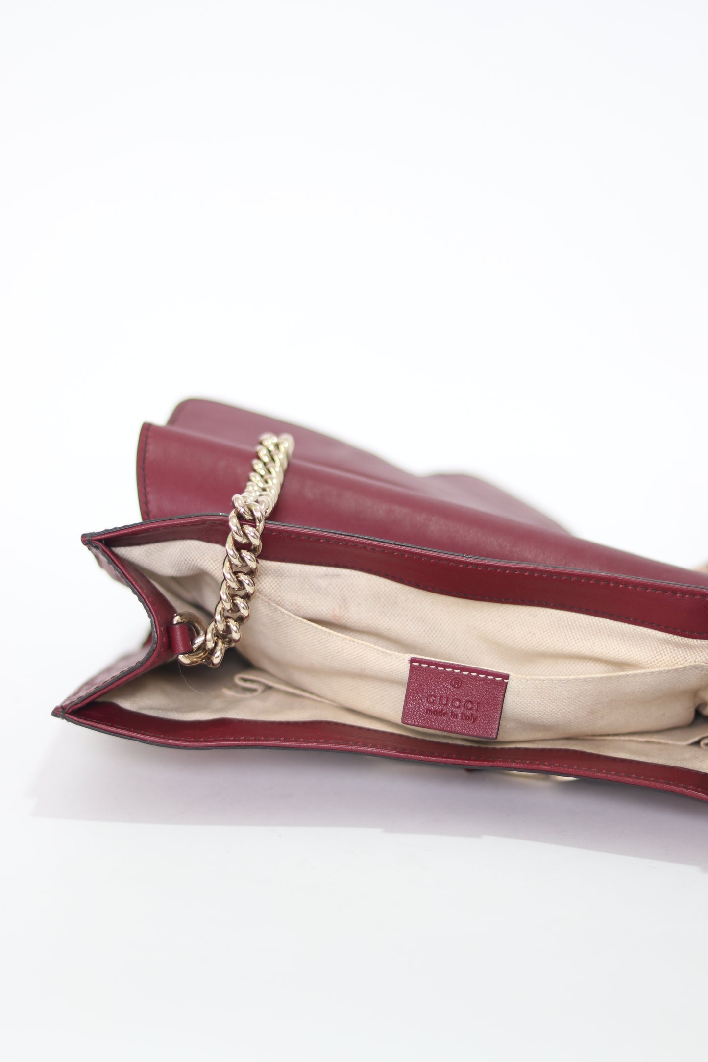 Gucci Dark Red Guccissima Leather Medium Emily Chain Shoulder Bag