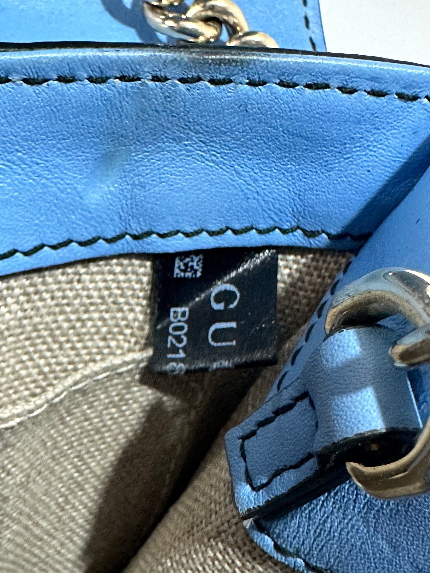 GUCCI Blue Micro Guccissima Leather Emily Small Shoulder Bag