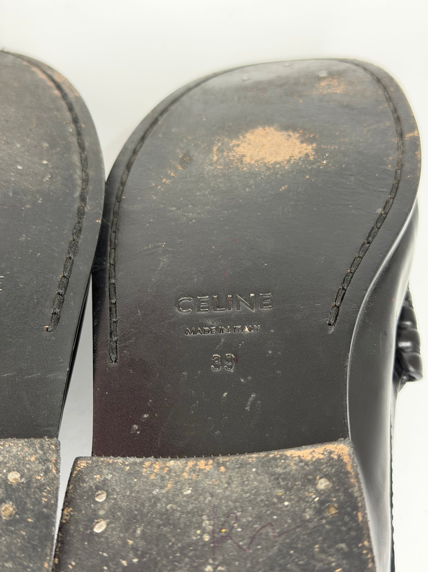 Celine Triomphe Black Patent Leather Loafers Size 39 EU/ 9 US / 6 UK
