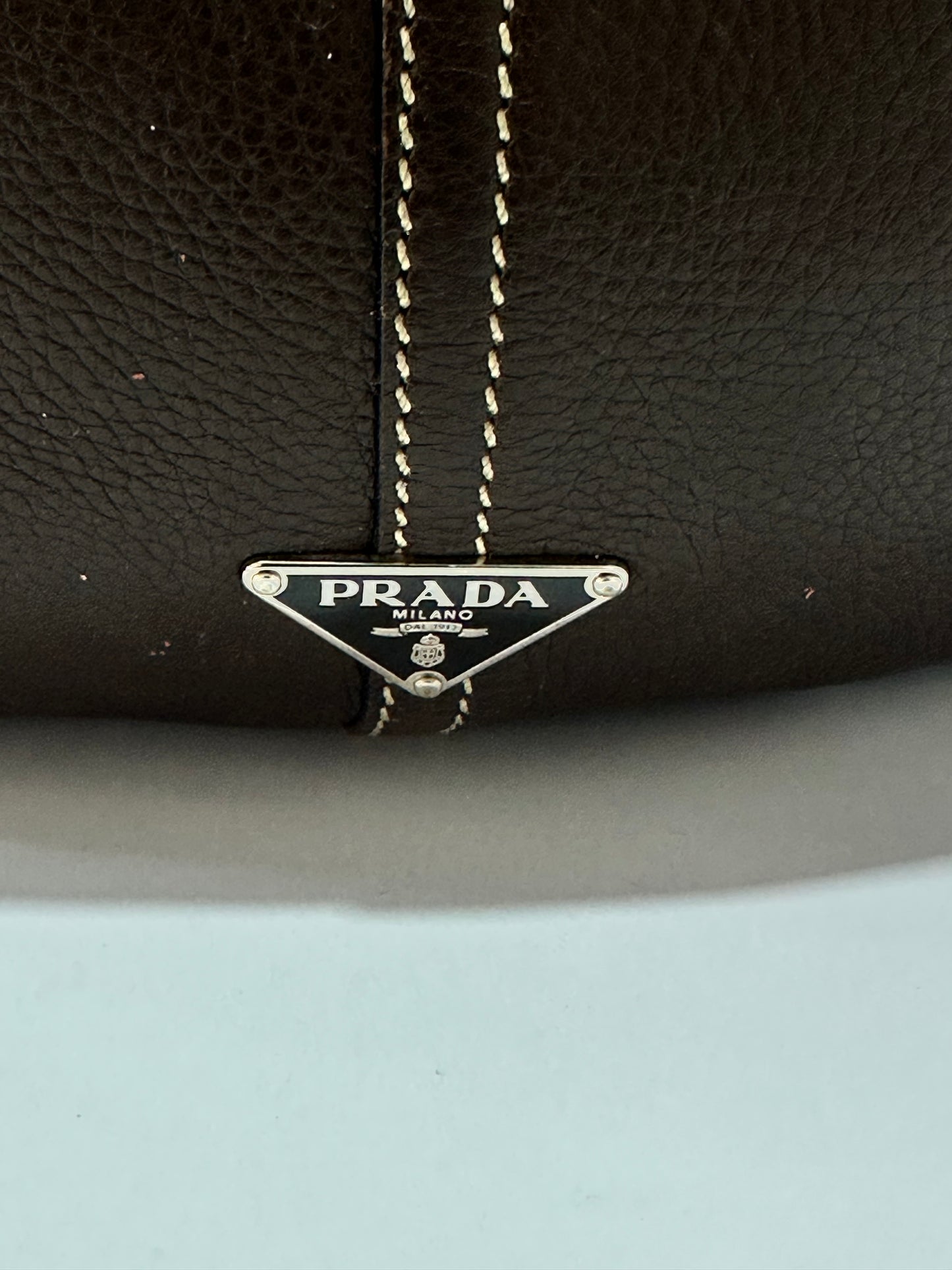 Prada Brown Vitello Daino Shoulder Bag Dark brown