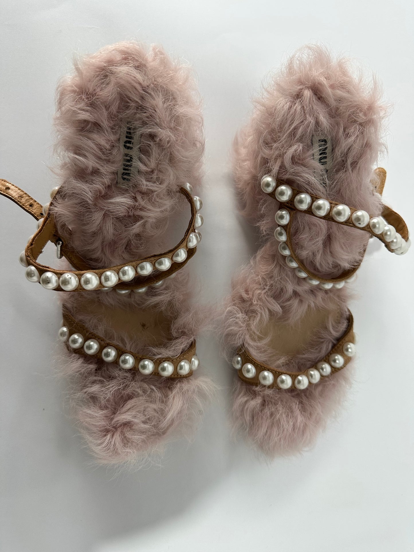 Miu Miu Fur Studded Accents Gladiator Sandals Women's Size: 36 EU/ 6 US / 3 UK