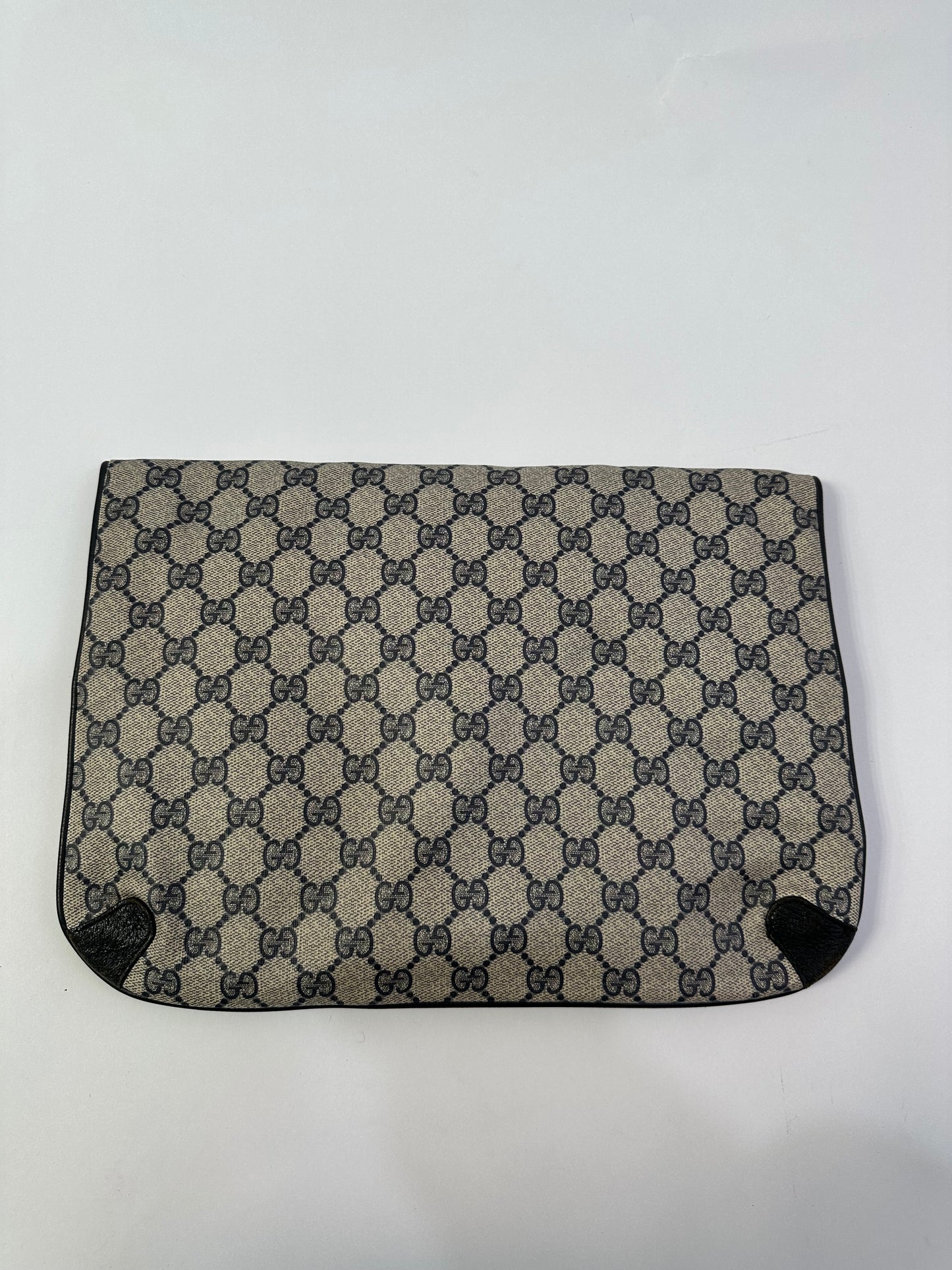 GUCCI GG Canvas Clutch Bag PVC Leather Navy