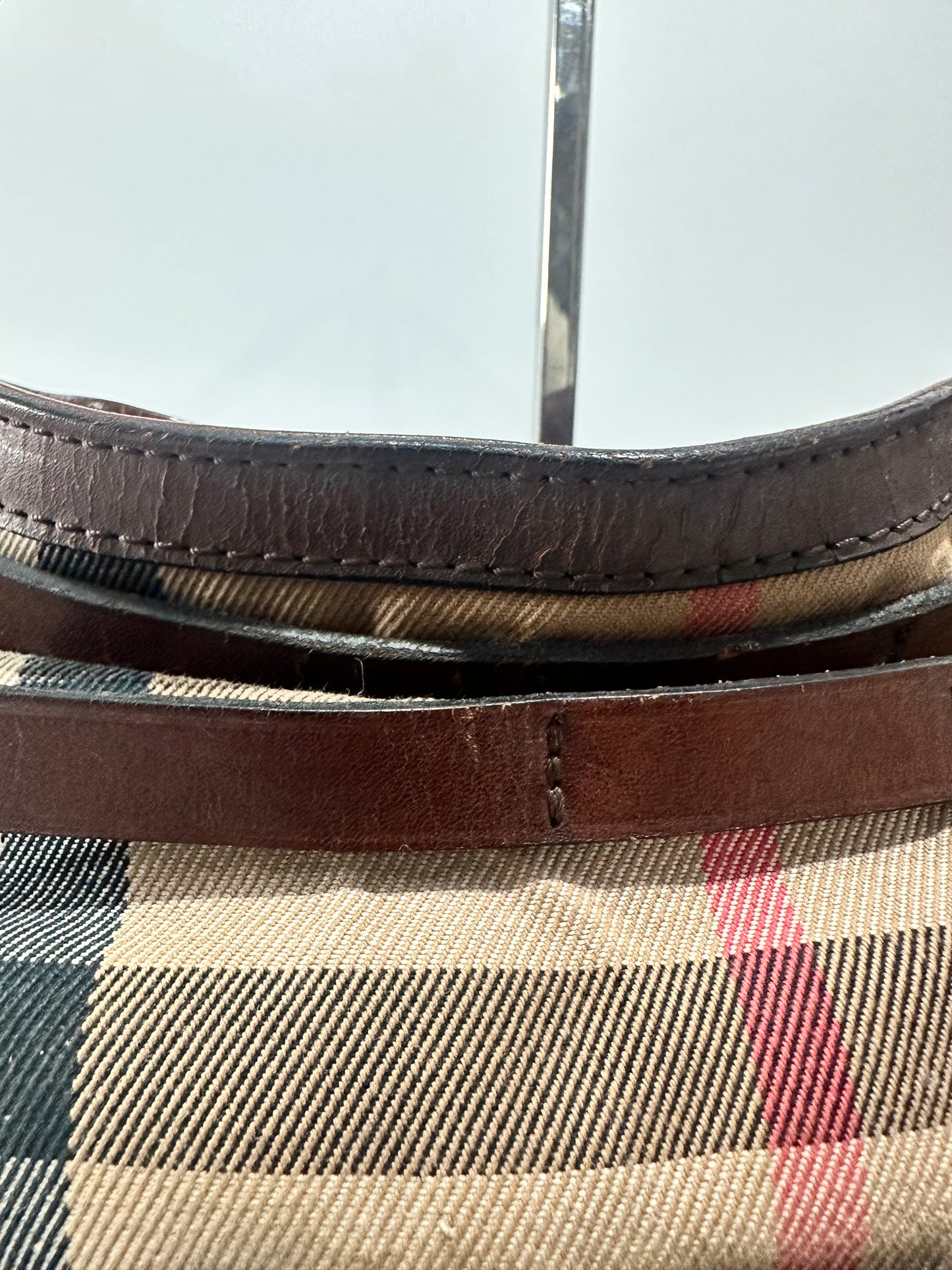 Burberry Brown House Check Canvas and Leather Dutton Hobo