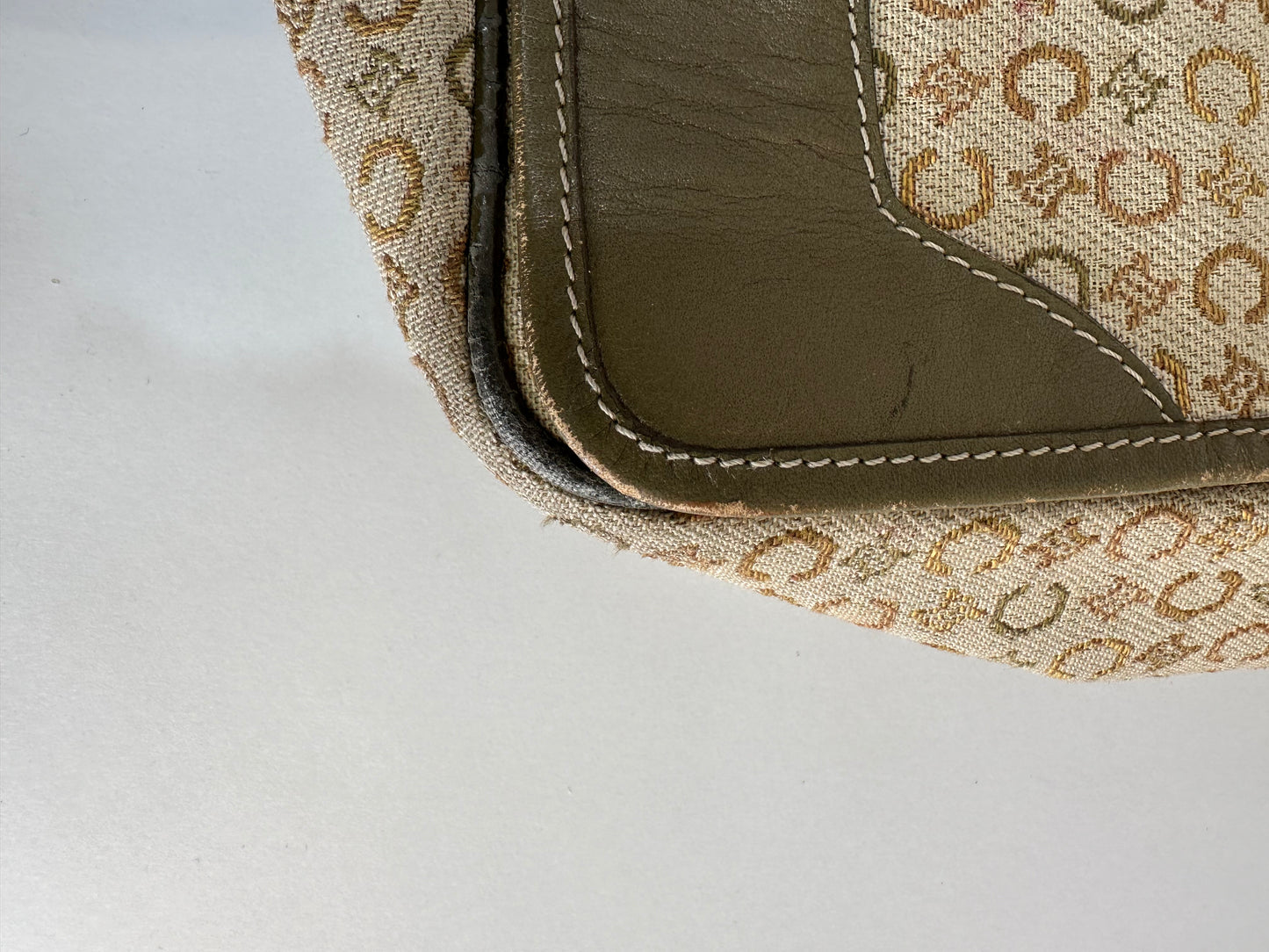 CELINE green Macadam Canvas and Leather Vintage Messenger Bag