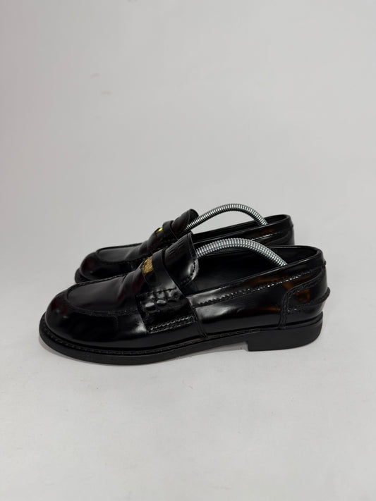 Miu Miu Black Leather Coin Loafers Size 37 EU/ 7 US/ 4 UK