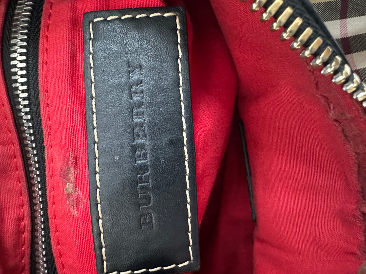 BURBERRY Black/Beige House Check Canvas and Leather Small Kennedy Barrel