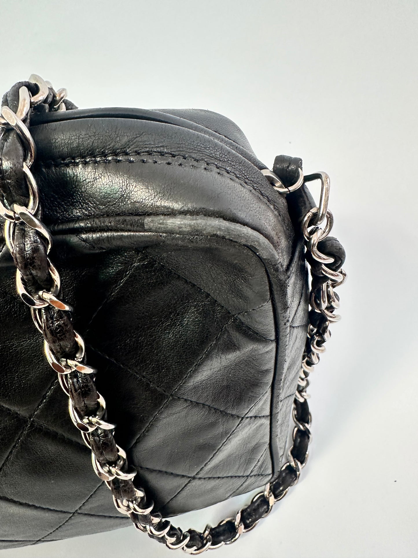 Chanel Vintage Quilted CC Camera Crossbody Bag.
