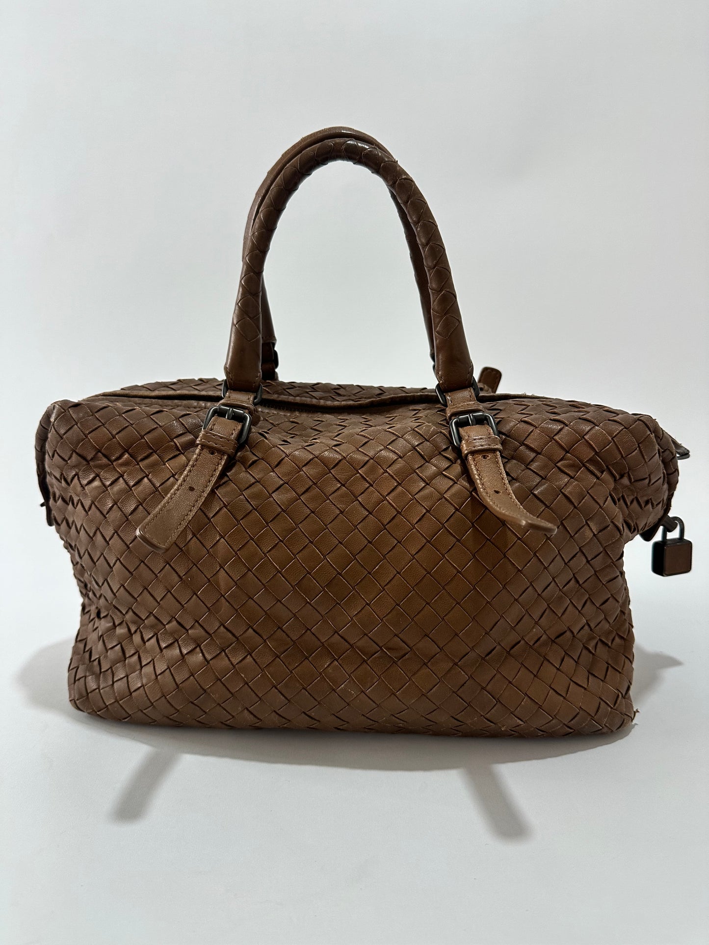 Bottega Veneta Brown Intrecciato Leather Zip Satchel