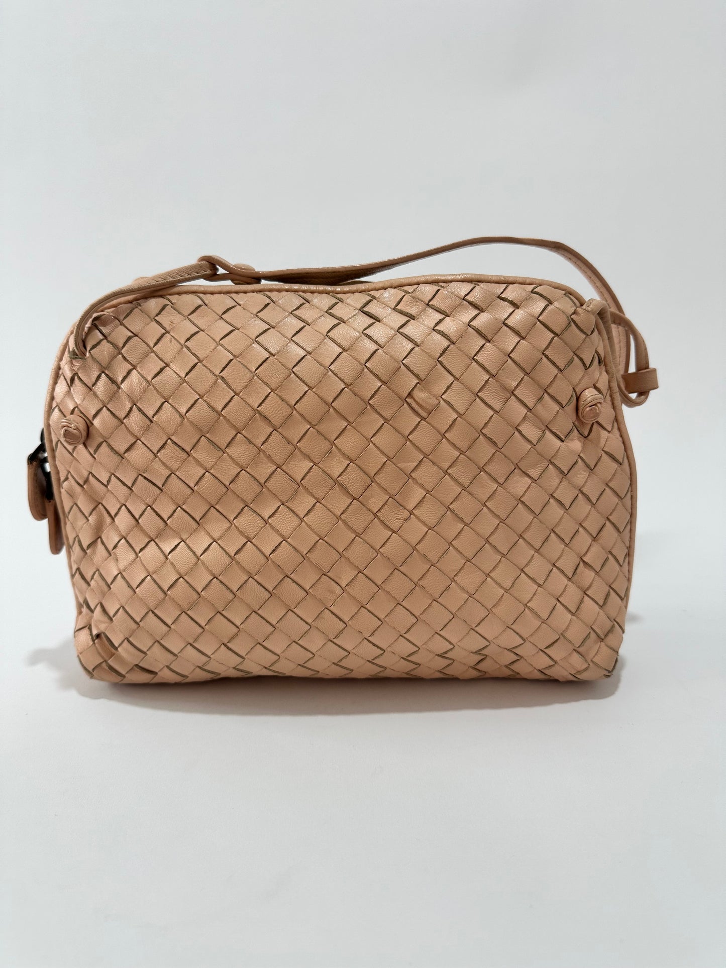 Bottega Veneta Beige Intrecciato Leather Nodini Crossbody Bag