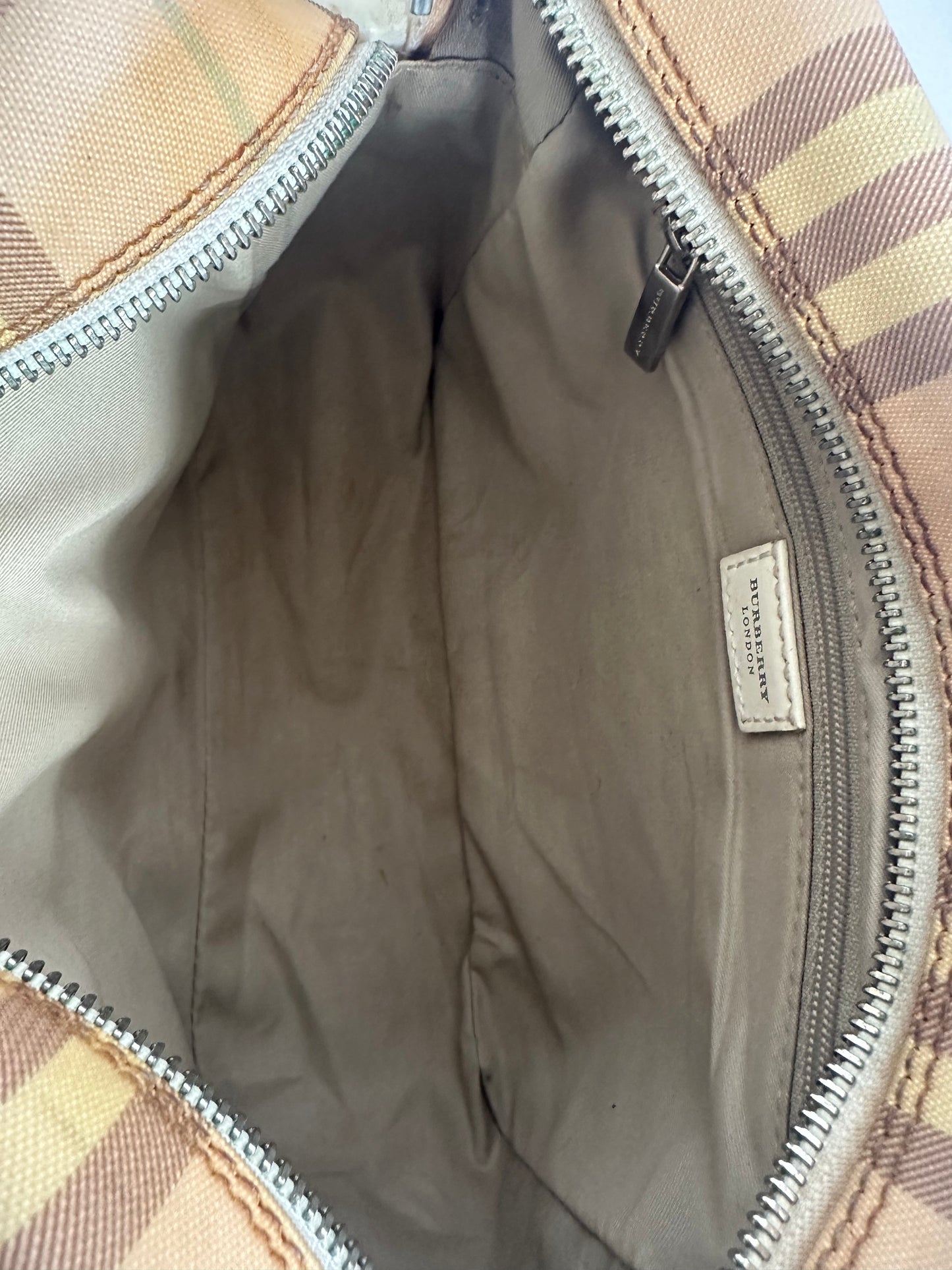 Burberry Pink/Grey House Check Coated Canvas Messenger Bag