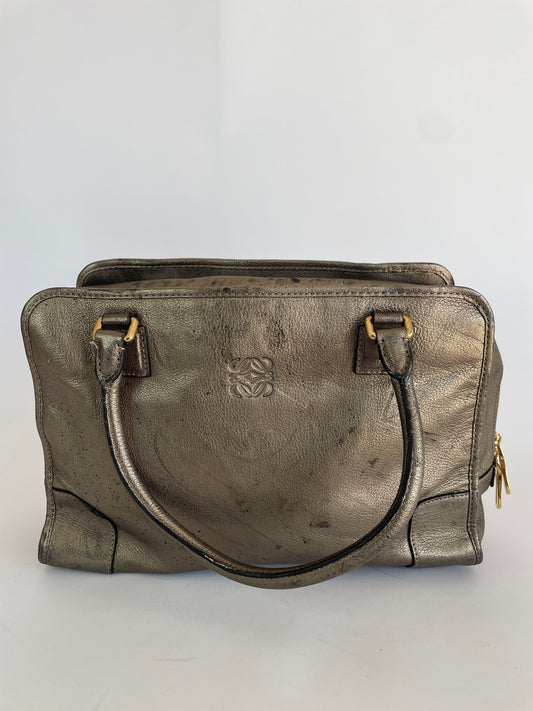 Loewe Metallic Beige Leather Amazona Satchel