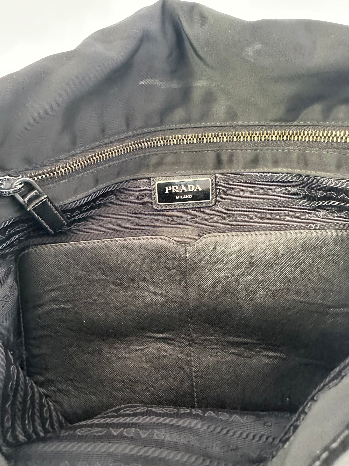 Prada Black Nylon Flap Messenger Bag