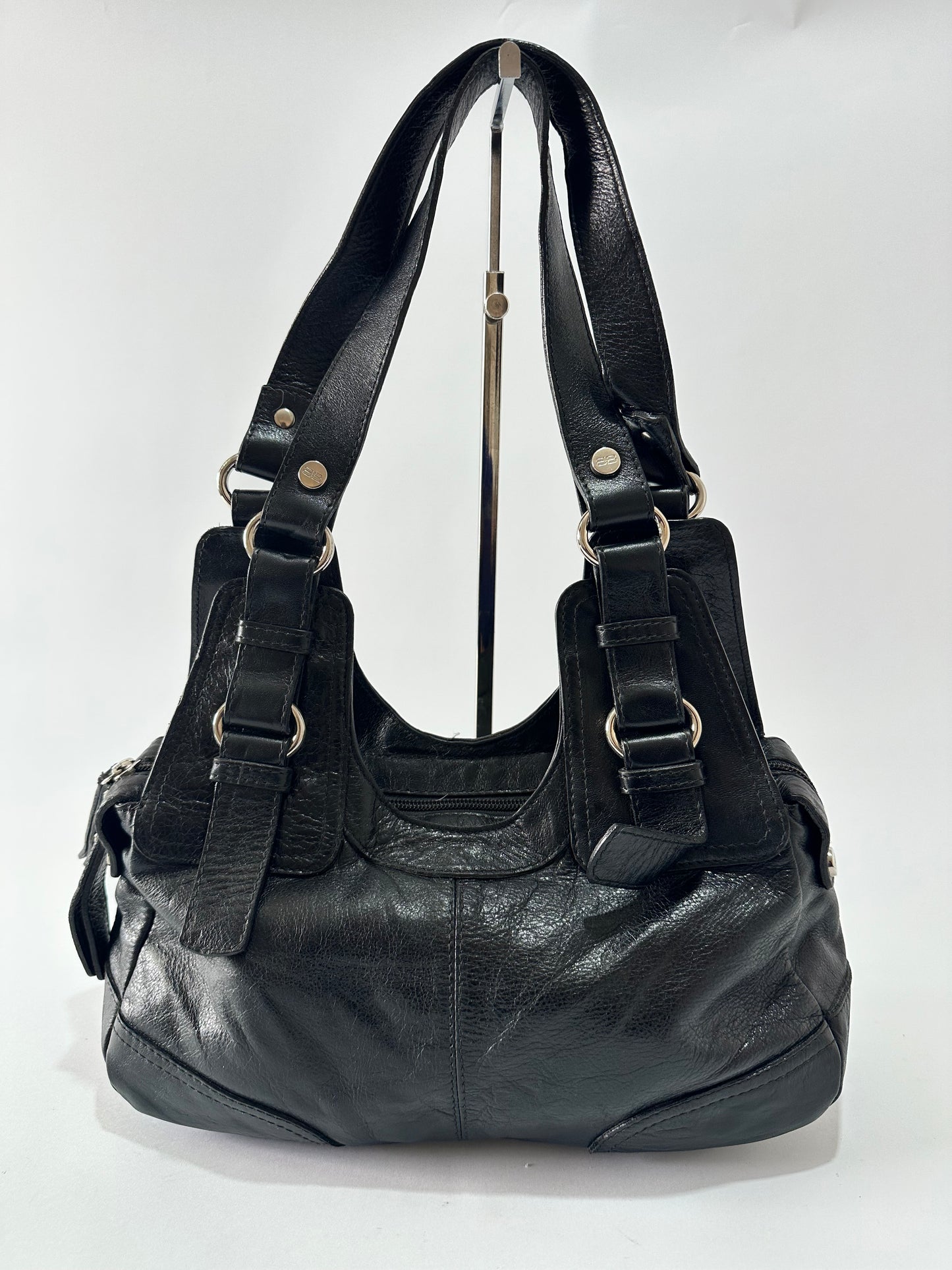 Vintage Balenciaga Black Leather Shoulder Bag