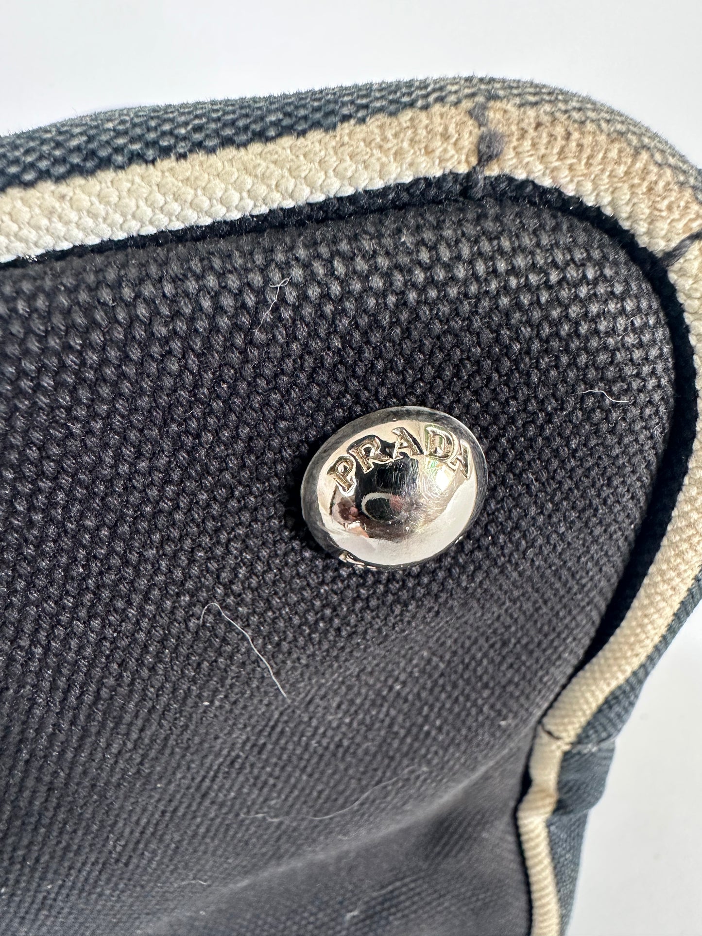 PRADA Multicolor Striped Canvas Leather and Python Tote