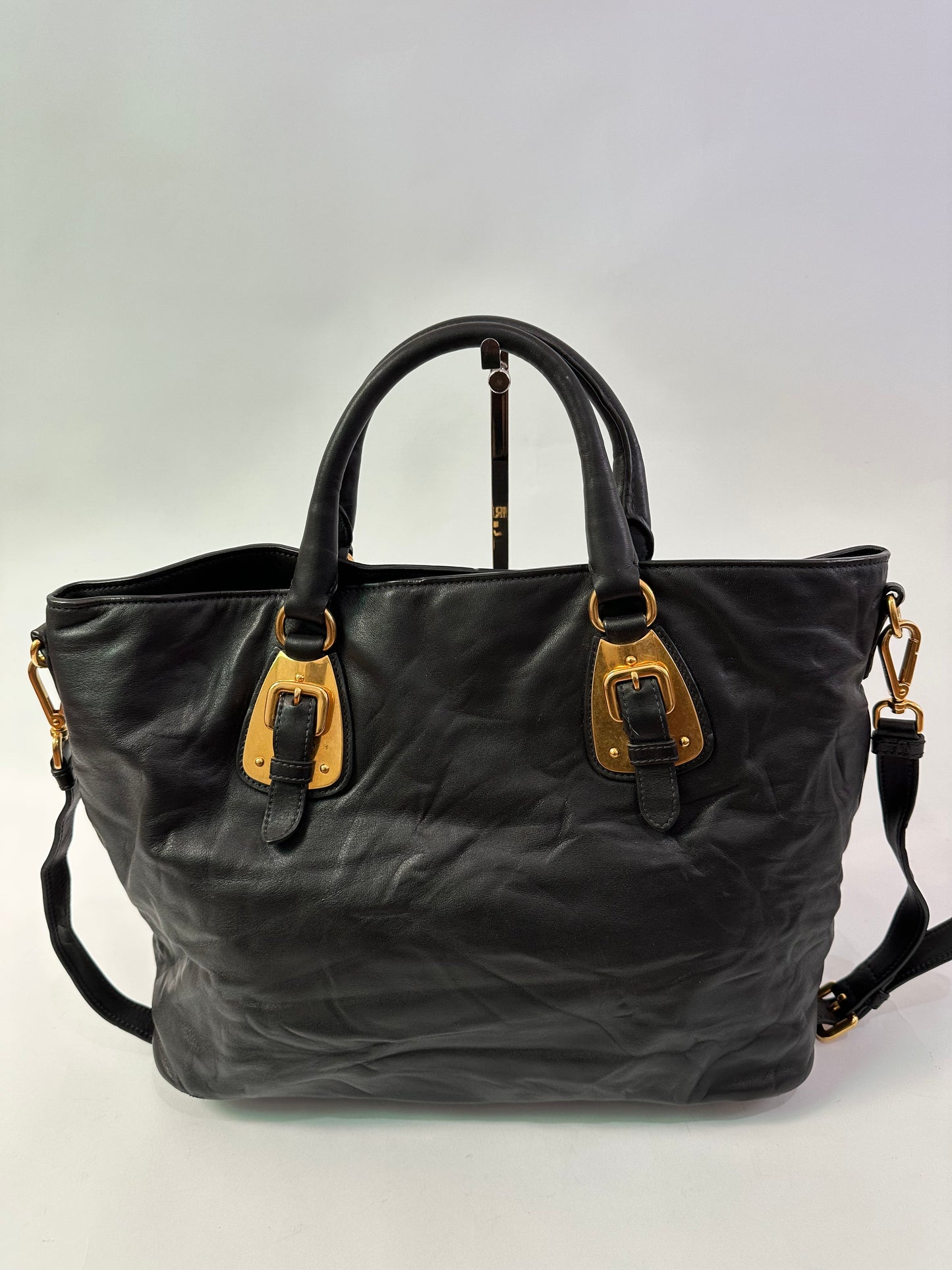 PRADA
Black Soft Calfskin Leather Shopping Tote
