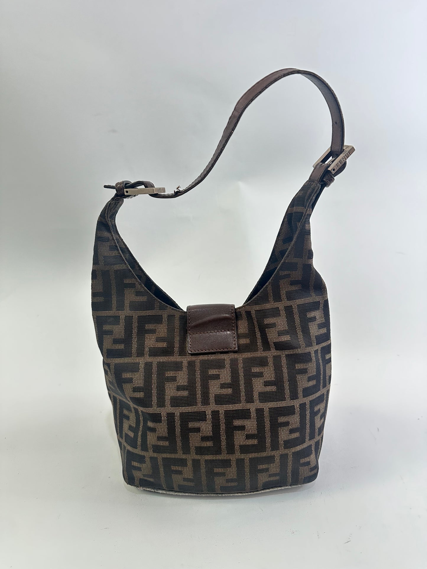 FENDI Zucca Canvas Mamma Baguette Shoulder Bag