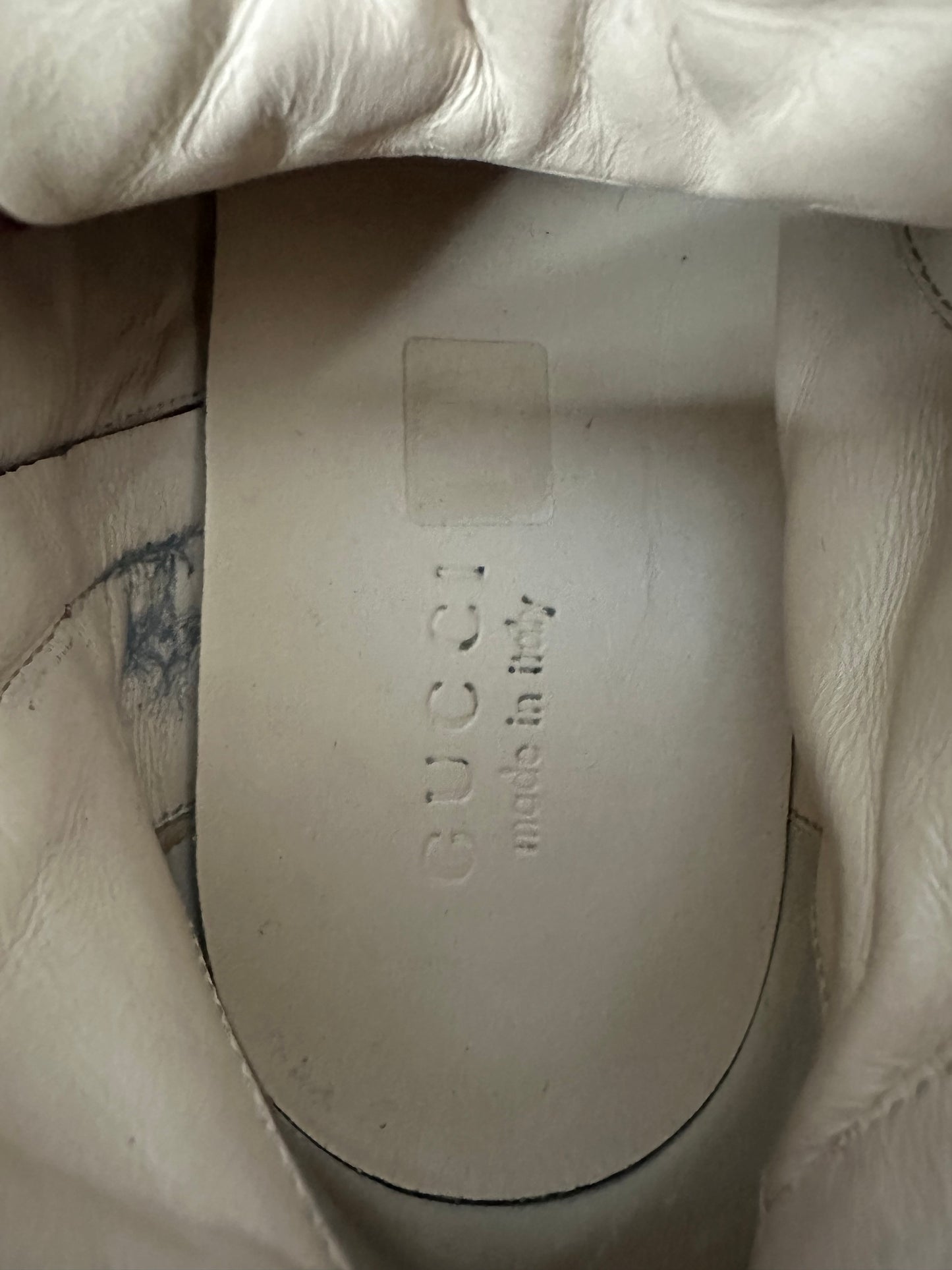 GUCCI Horsebit harness Croc Embossed leather gum sole high top sneaker Size 7 UK