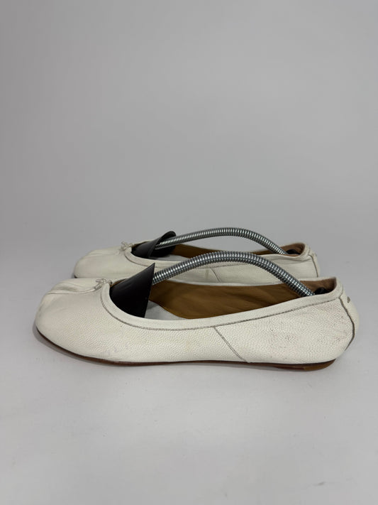 Maison Margiela Tabi Ballet Flats Ivory Leather Split-Toe EU 39