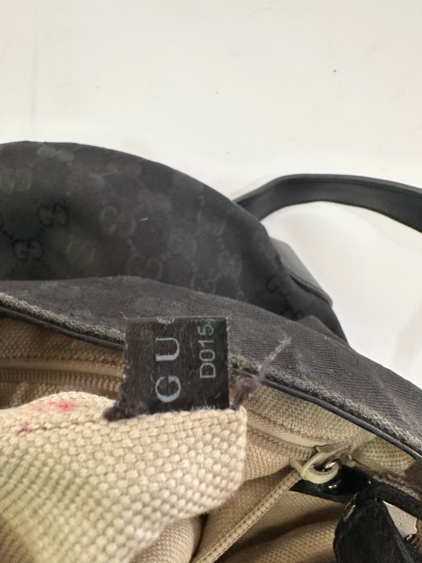 GUCCI Gucci GG Canvas Sherry Line Shoulder Bag Leather Black